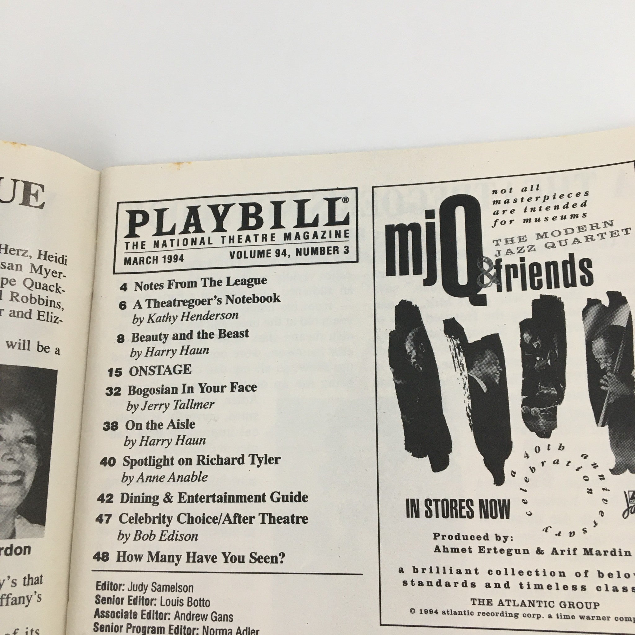 1994 Playbill Joyce Theater 'Feld Ballets NY' Darren Gibson, Michel Gervais