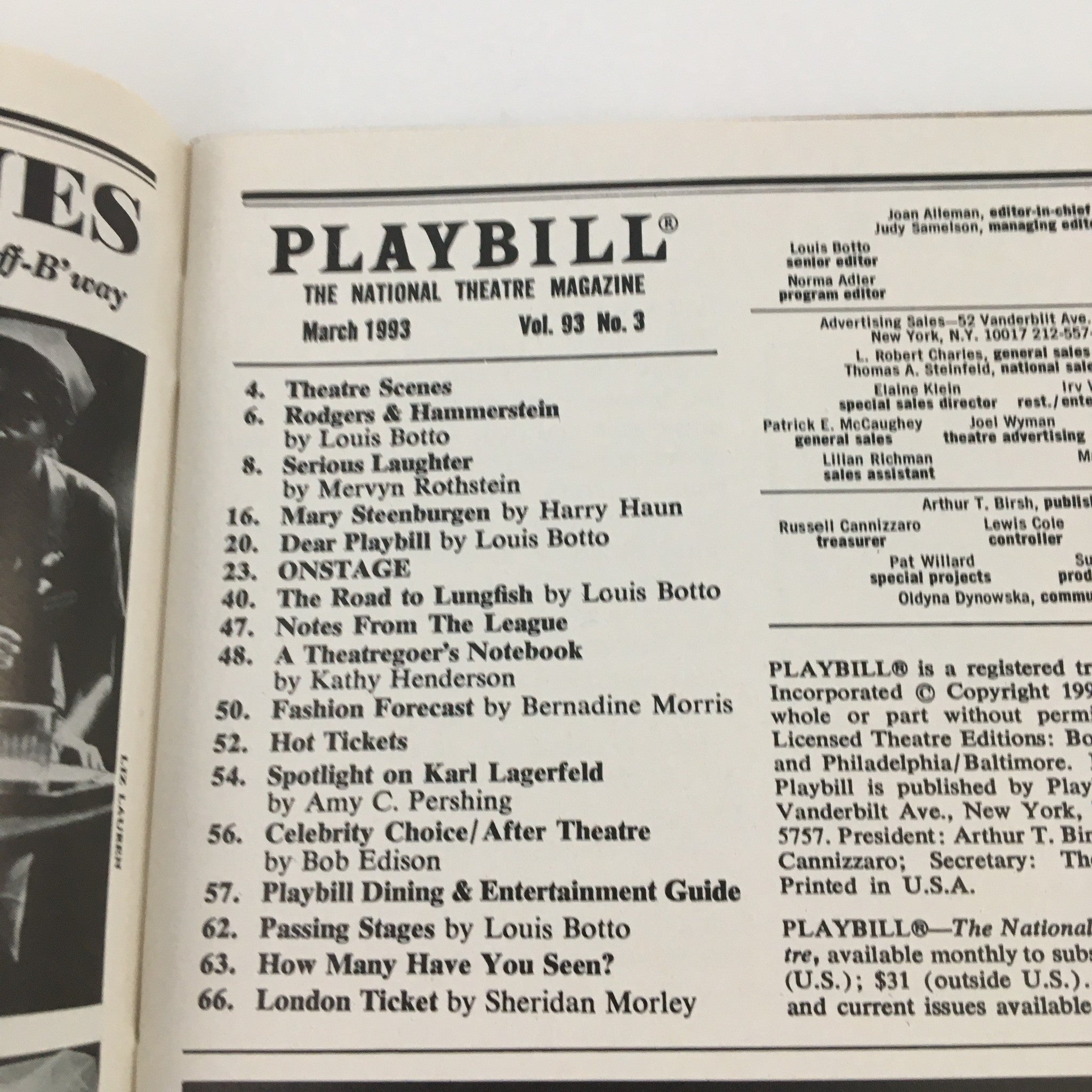 1993 Playbill Manhattan Theatre Club Sondheim Putting it Together Julie Andrews