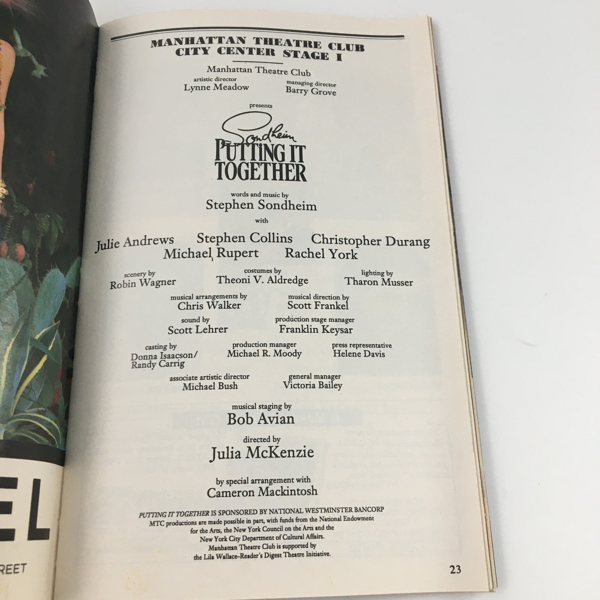 1993 Playbill Manhattan Theatre Club Sondheim Putting it Together Julie Andrews