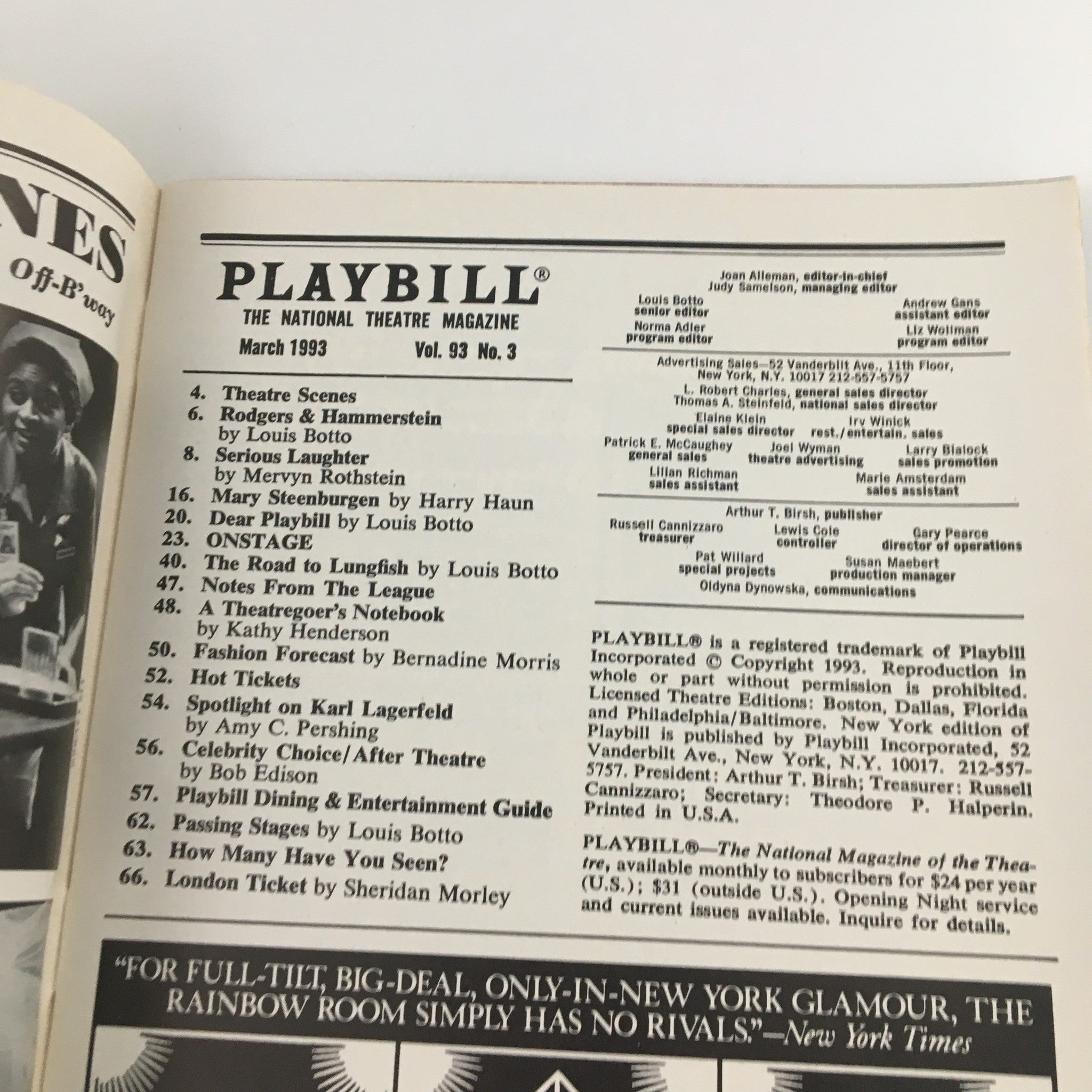 1993 Playbill Playwrights Horizons 'The Heliotrope Bouquet' Lisa Arrindell