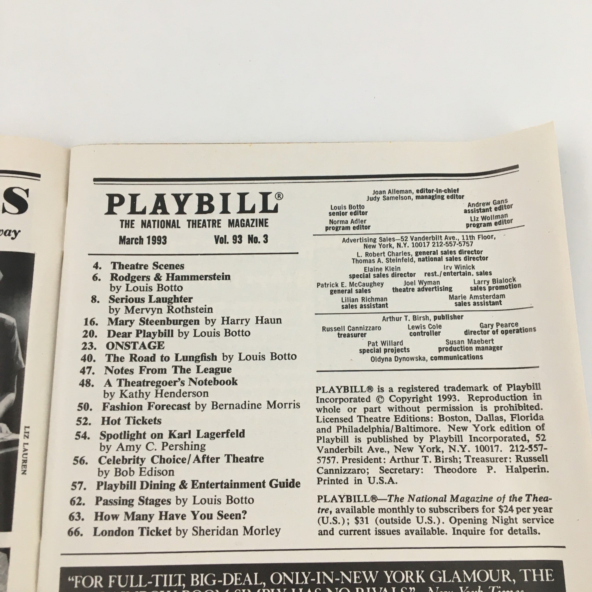 1993 Playbill John Houseman Theatre 'Avenu Boys' Ron Eldard, Michael Imperioli