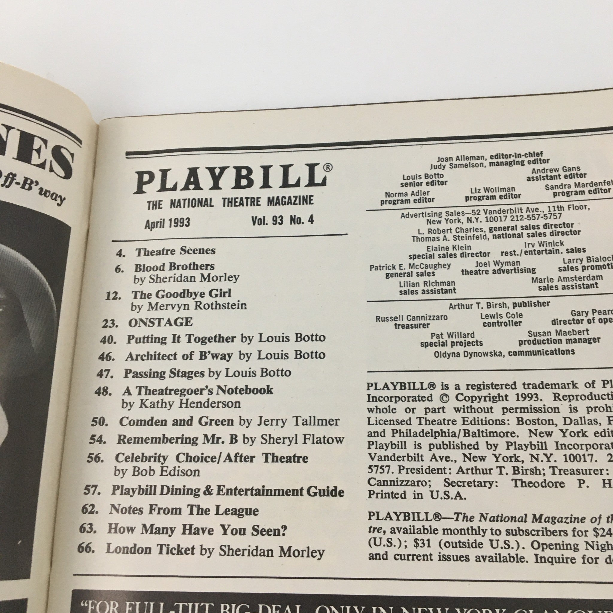 1993 Playbill Lucille Lortel Theatre '& Baby Makes 7' Peter Frechette, Mary Mara