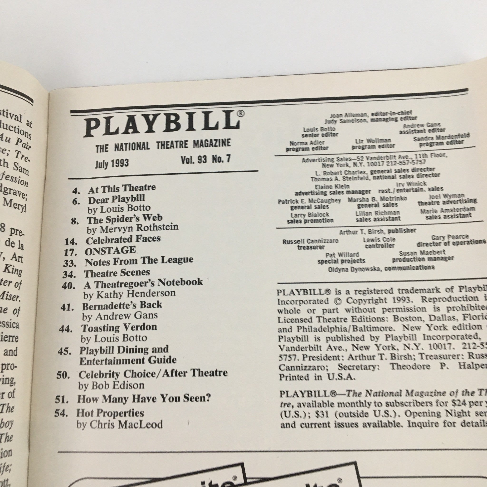 1993 Playbill Vivian Beaumont 'In The Summer House' Alina Arenal, Robert Castro