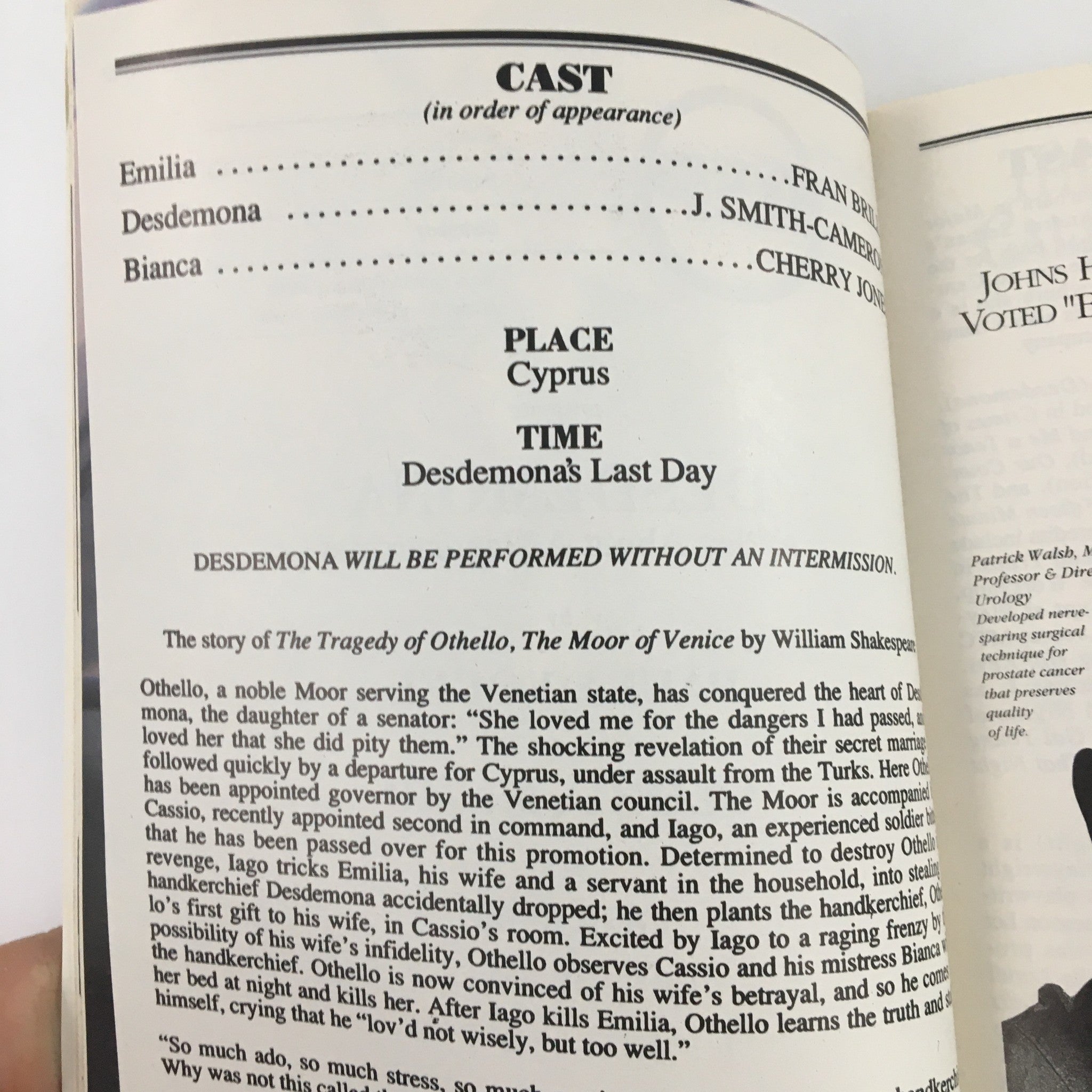 1993 Playbill Circle Repertory Company 'Desdemona' Fran Brill and Cherry Jones