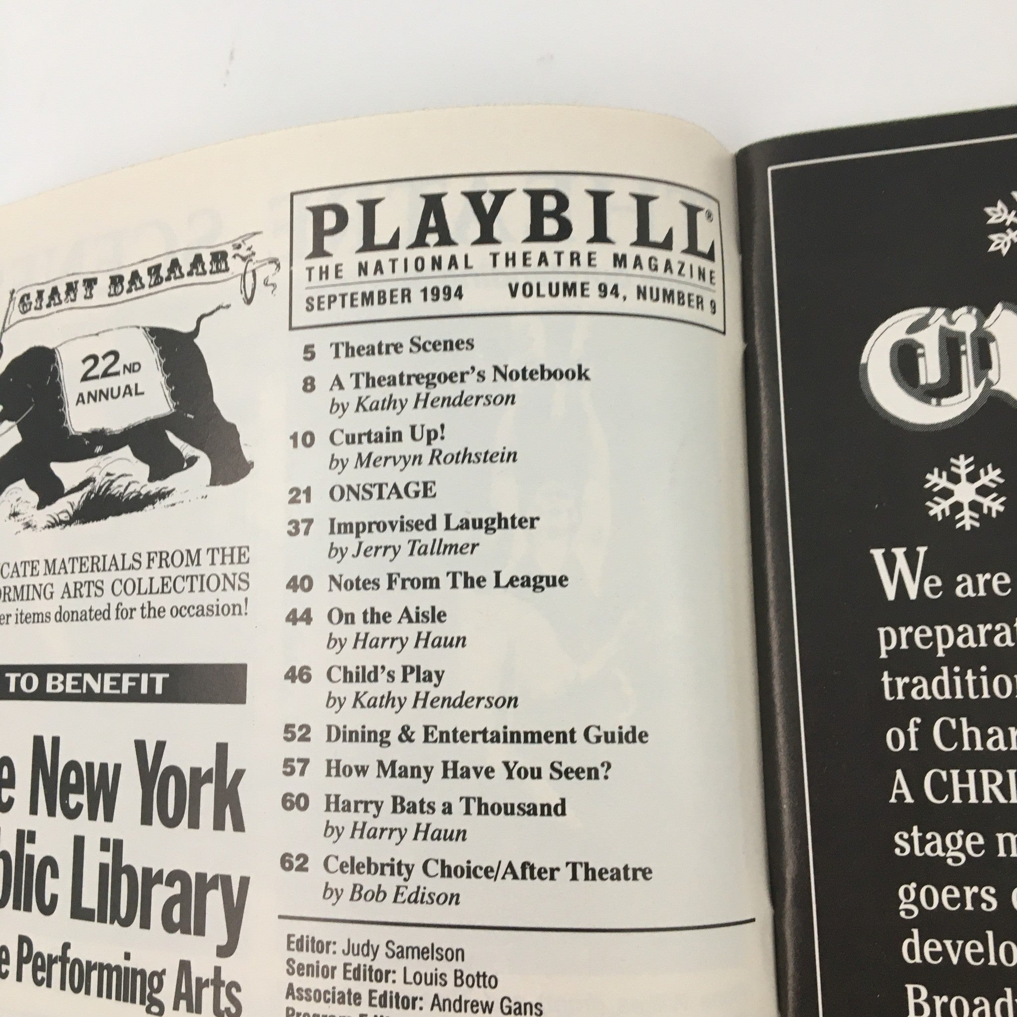 1994 Playbill Playwrights Horizons A Cheever Evening John Cunningham Jack Gilpin