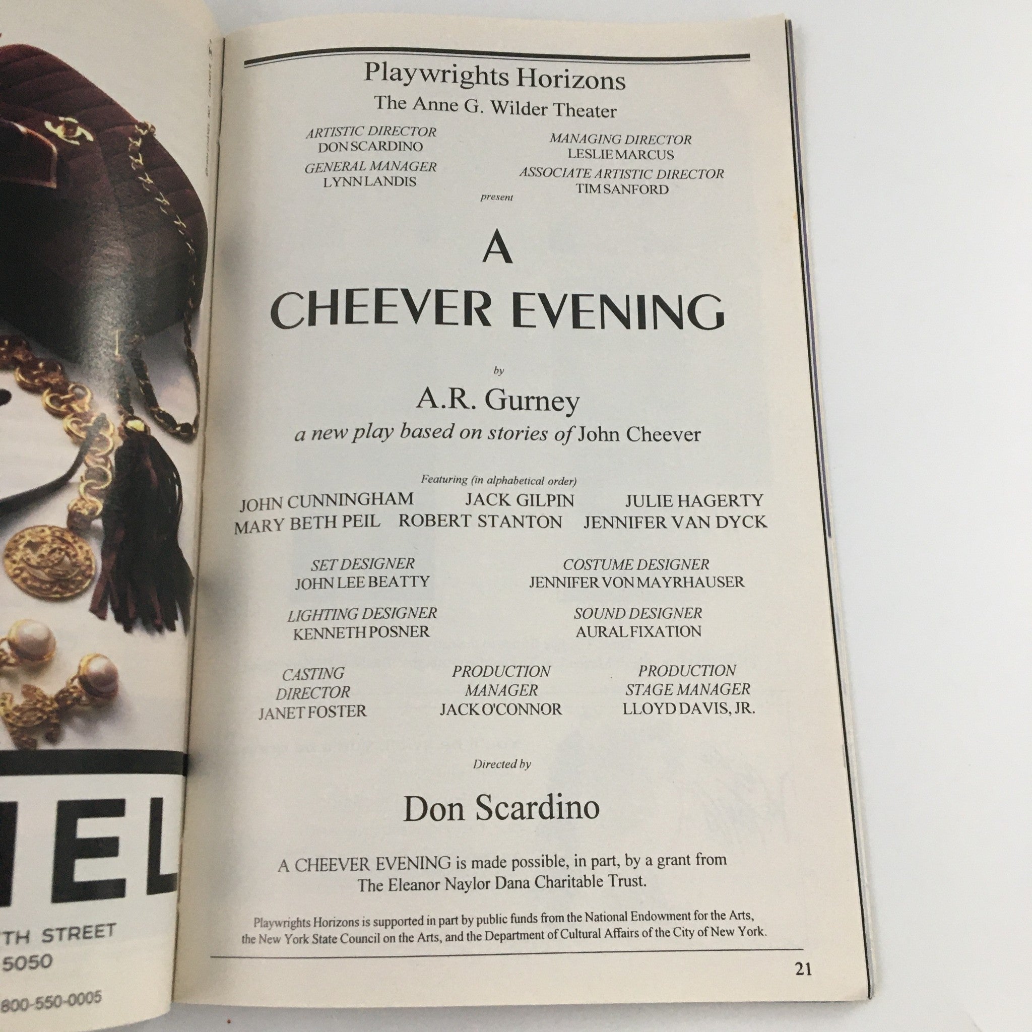 1994 Playbill Playwrights Horizons A Cheever Evening John Cunningham Jack Gilpin