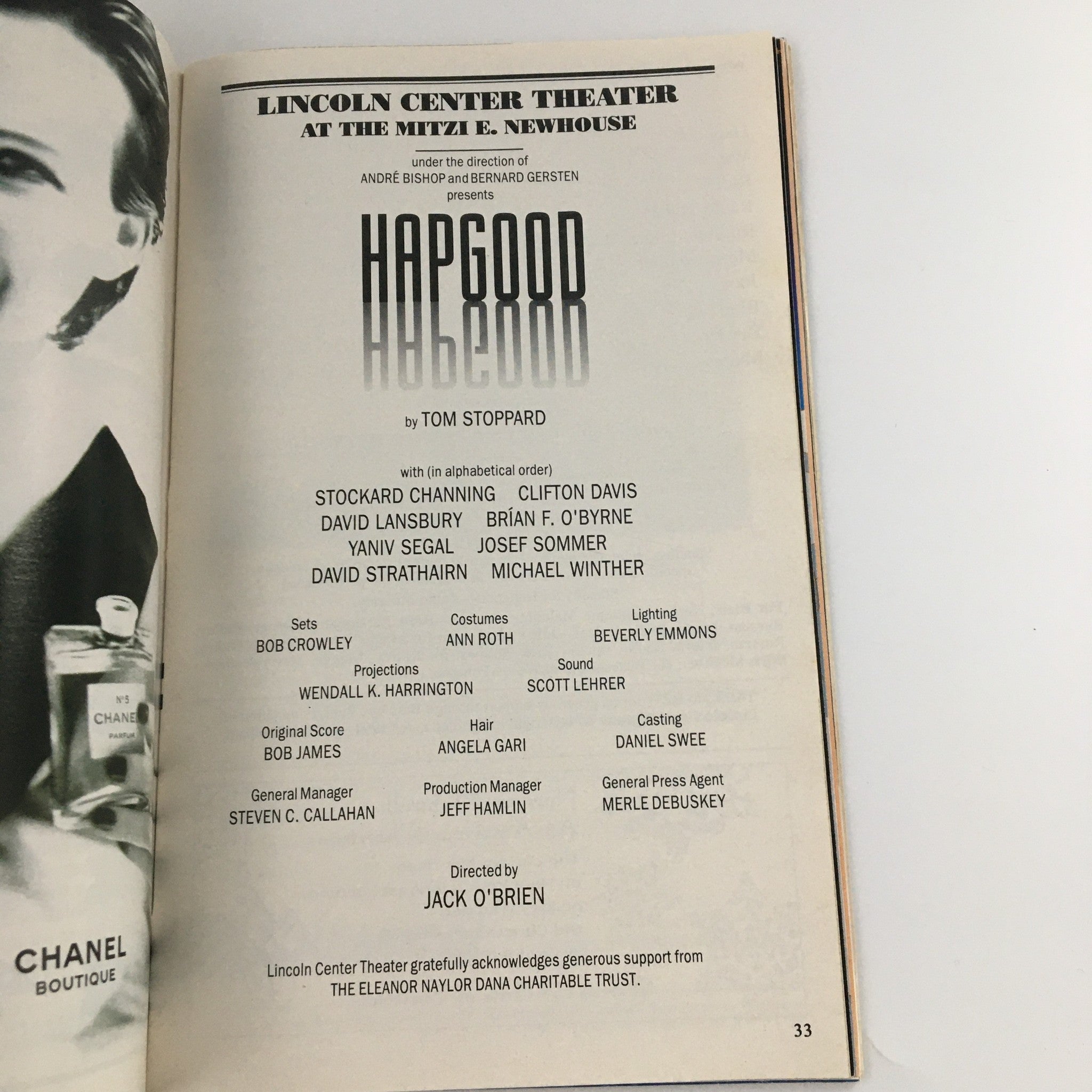 1994 Playbill Mitzi E. Newhouse 'Hapgood' Stockard Channing, Clifton Davis