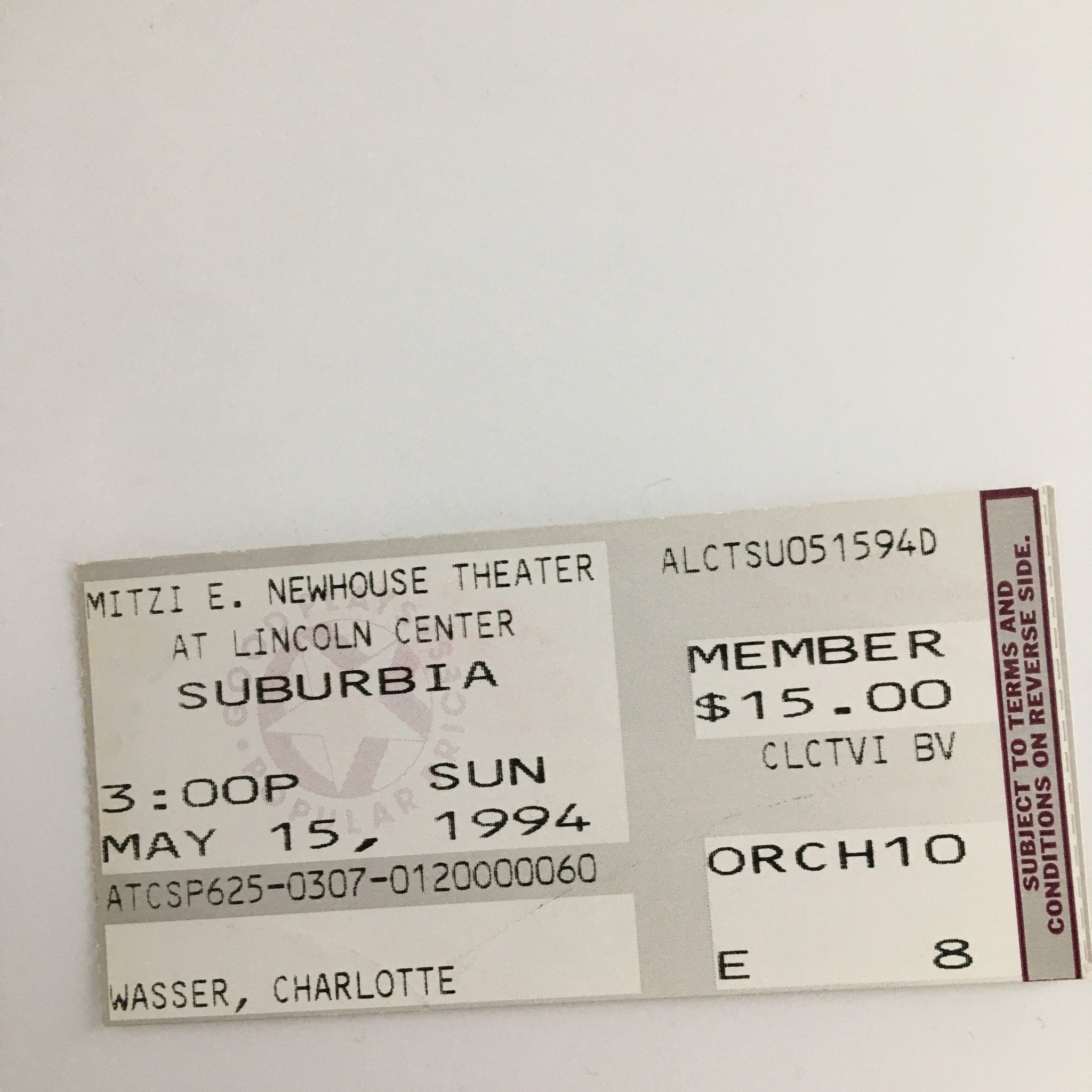 1994 Playbill Mitzi E. Newhouse Theater 'Suburbia' Firdous E. Bamji, Tim Guinee