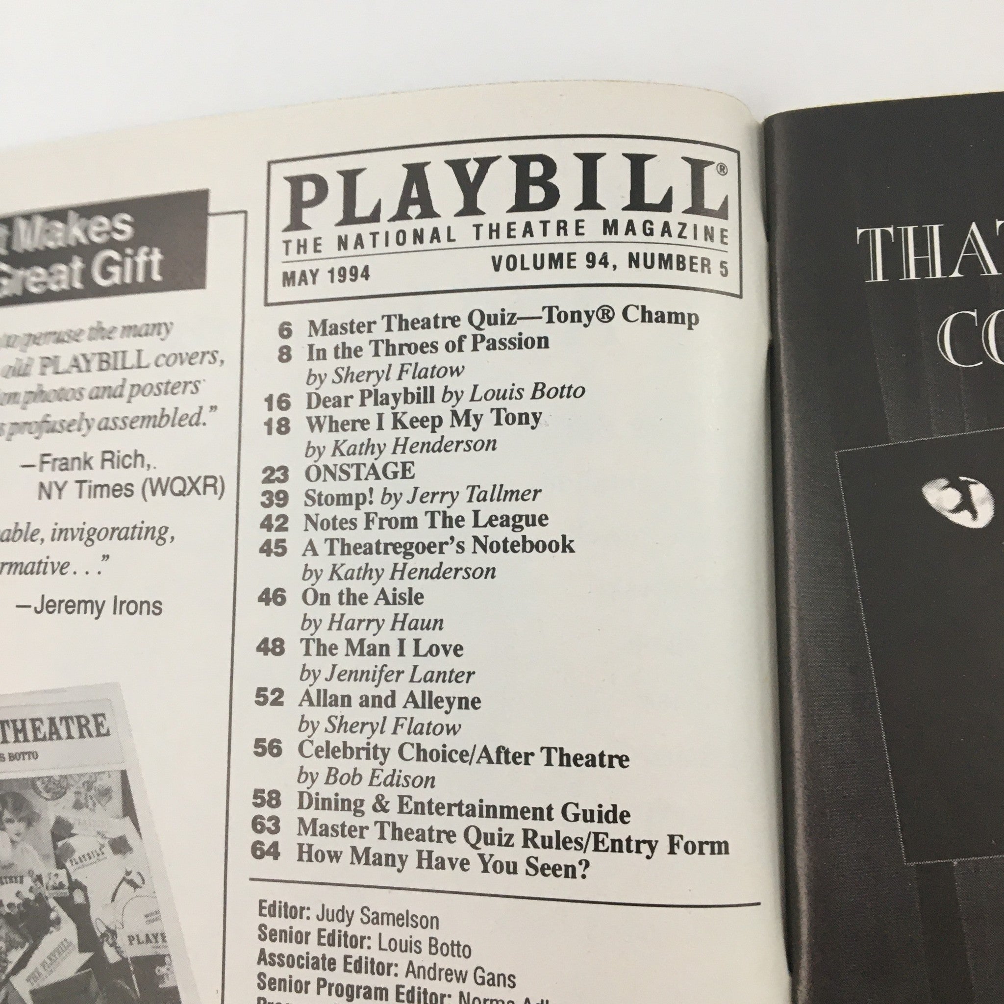 1994 Playbill Manhattan Theatre Club 'Kindertransport' Michael Gaston, Dana Ivey