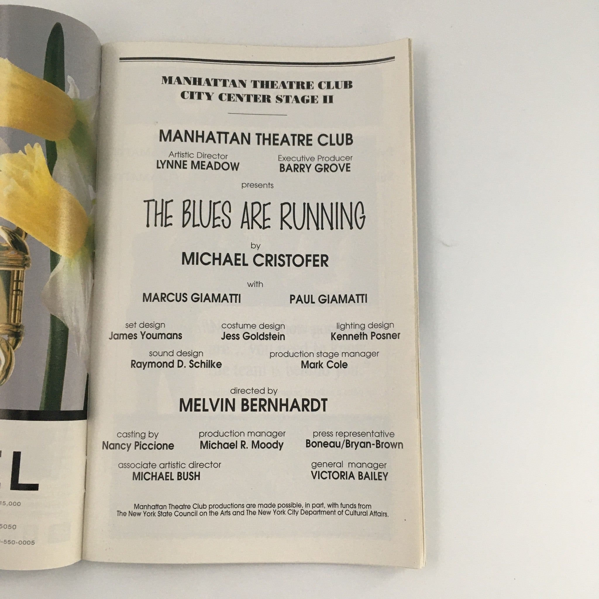 1996 Playbill Manhattan Theatre Club 'The Blues Are Running' Marcus Giamatti