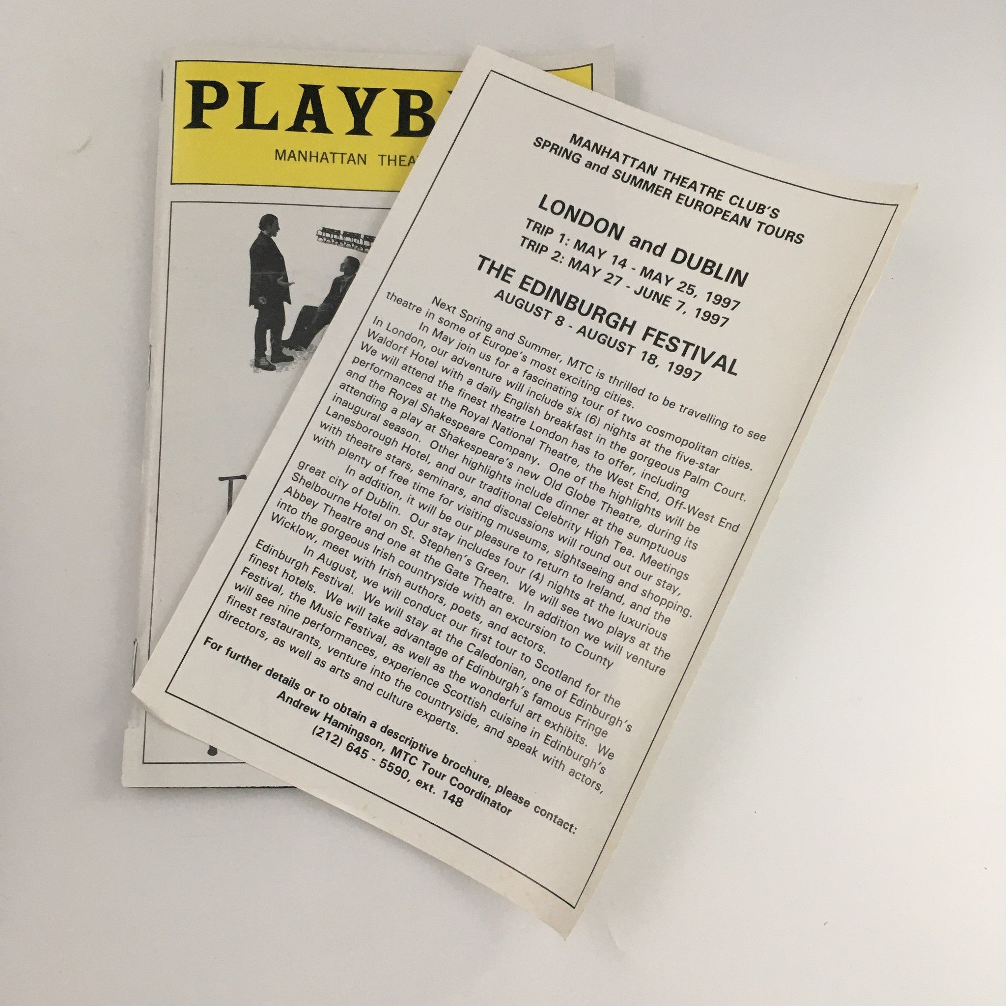 1996 Playbill Manhattan Theatre Club 'The Blues Are Running' Marcus Giamatti