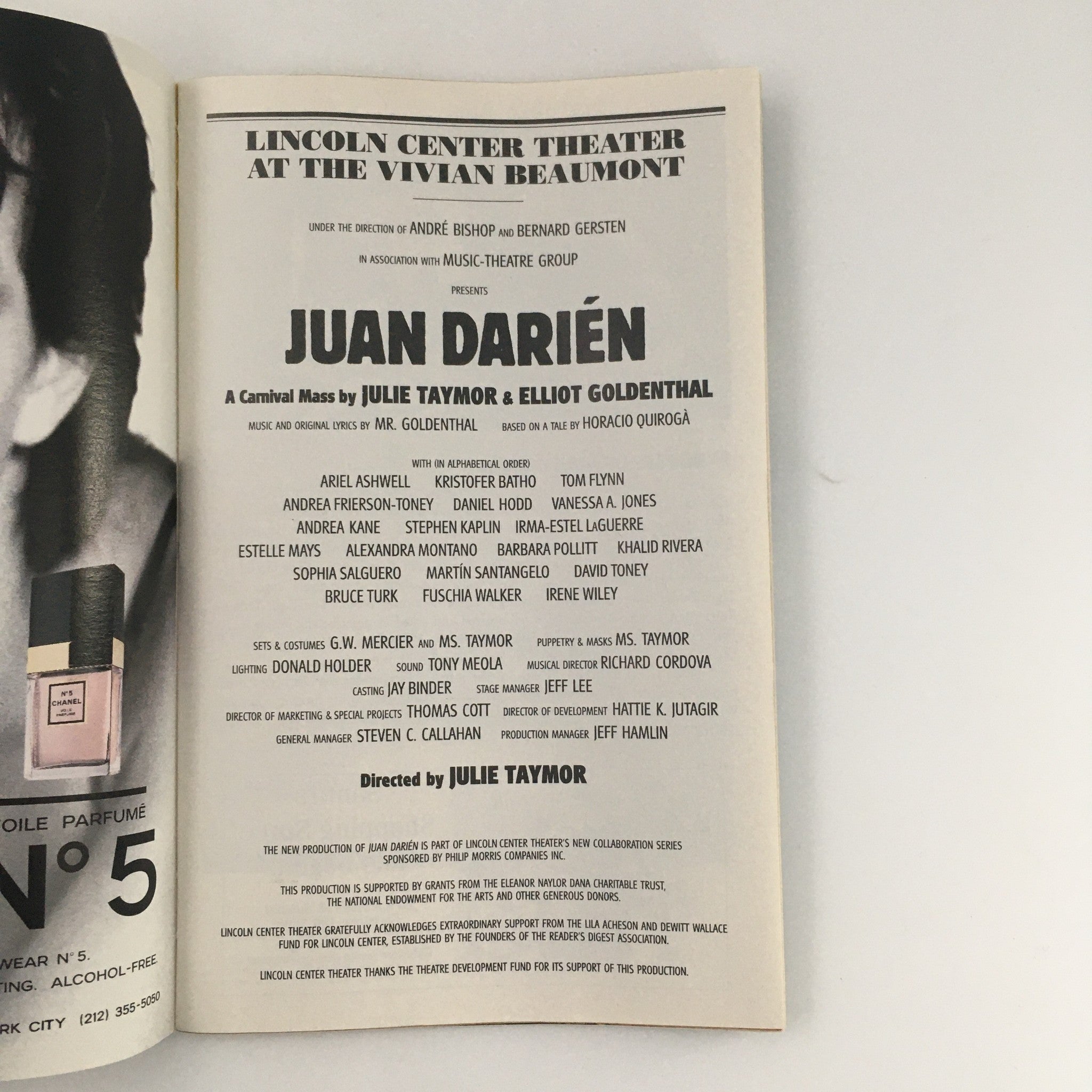 1996 Playbill Lincoln Center Theater 'Juan Darien' Ariel Ashwell and Tom Flynn