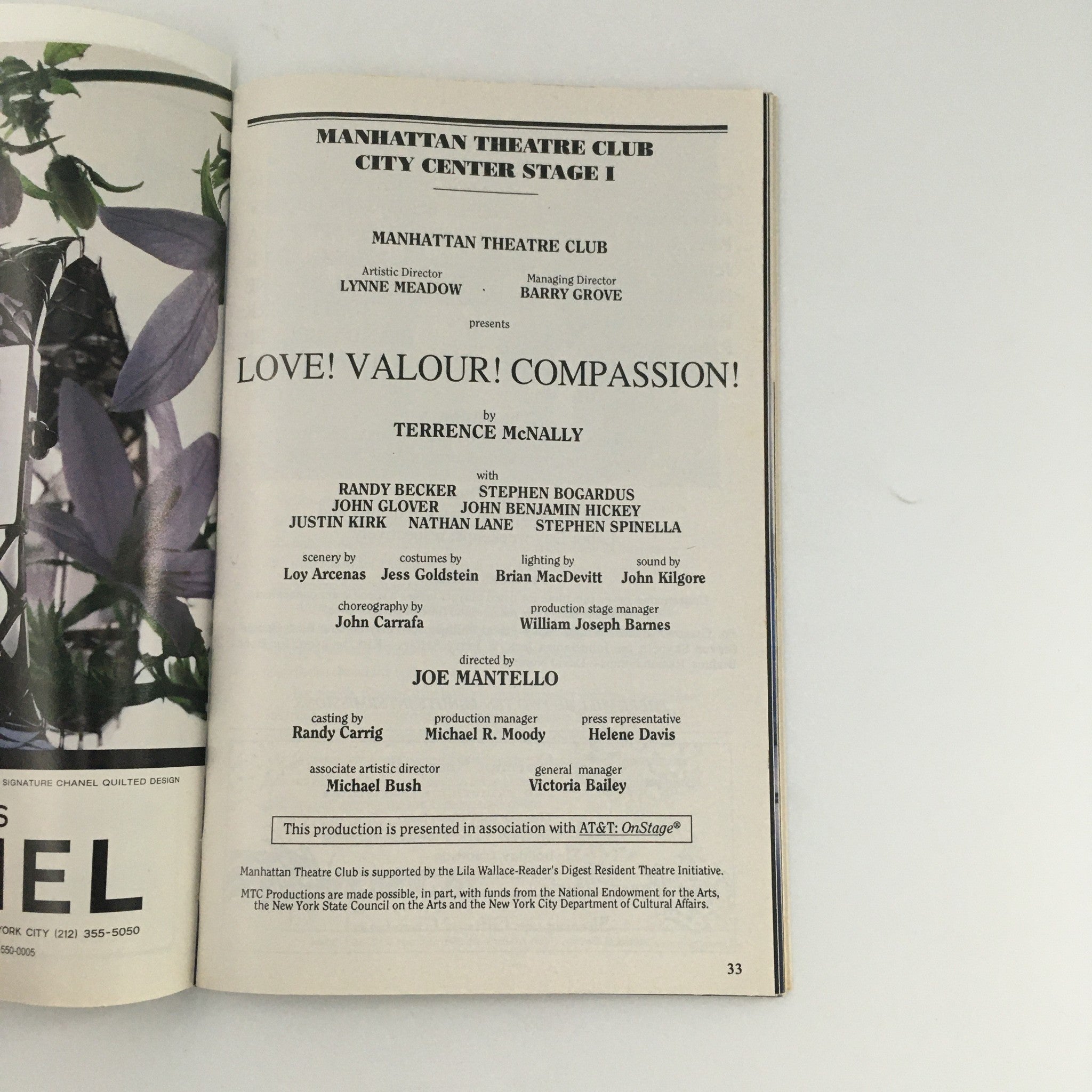 1994 Playbill Manhattan Theatre Club 'Love Valour Compassion' Stephen Bogardus