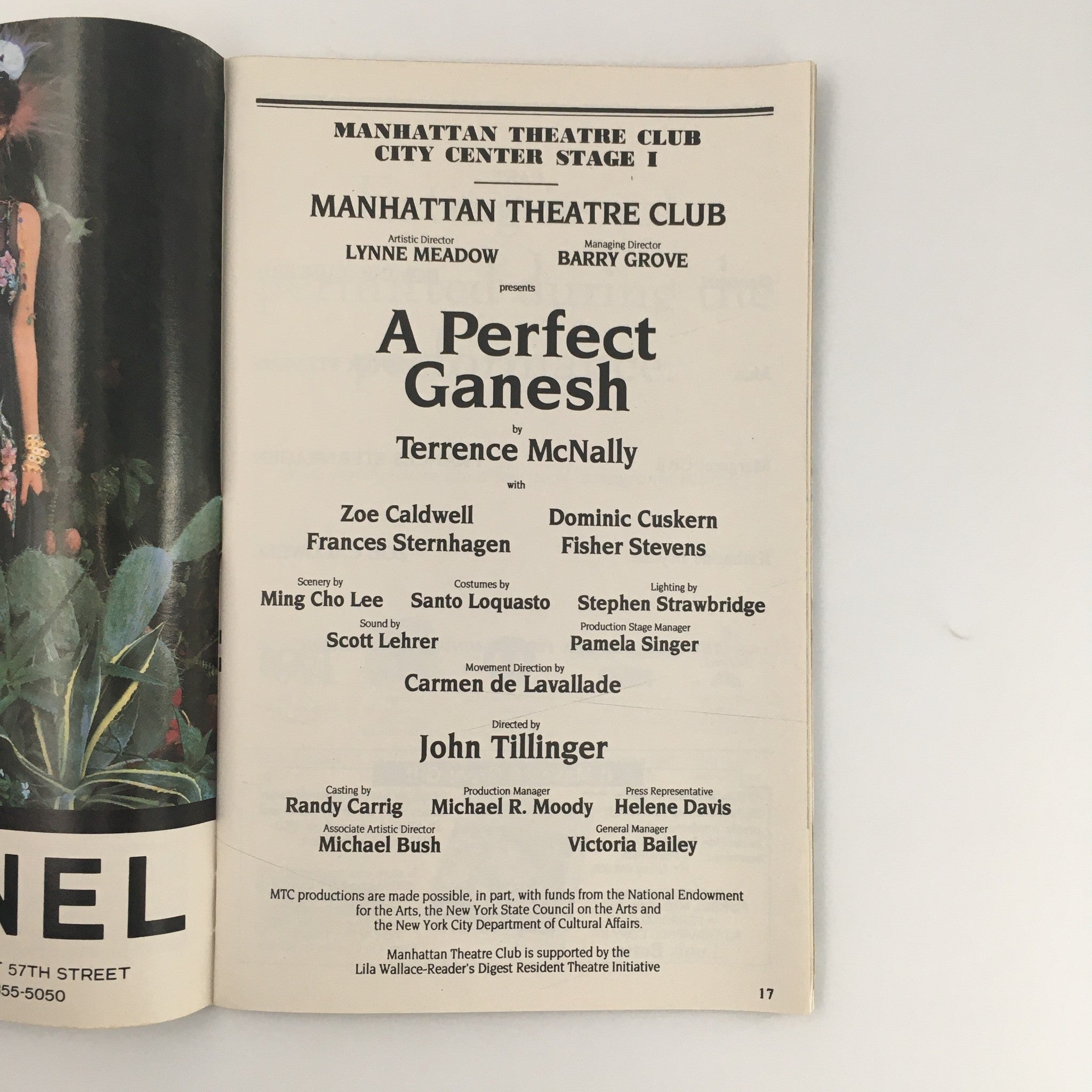 1993 Playbill Manhattan Theatre Club 'A Perfect Ganesh' Dominic Cuskern