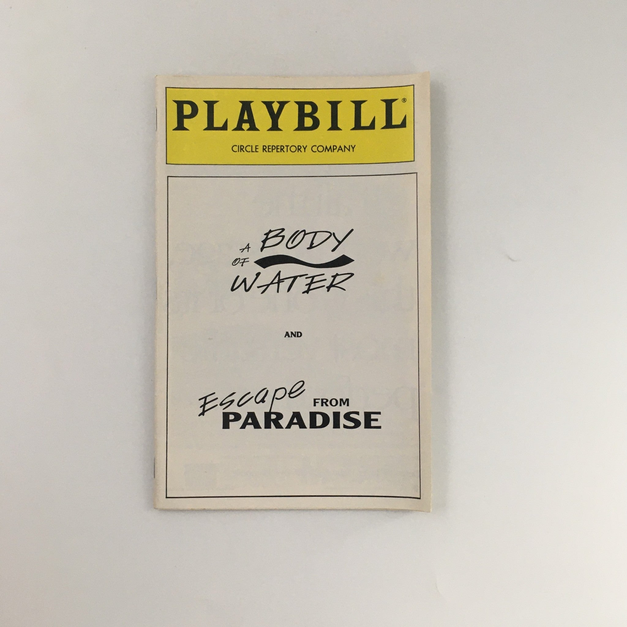 1994 Playbill Circle Repertory Company 'A Body of a Water' Stephanie Roth