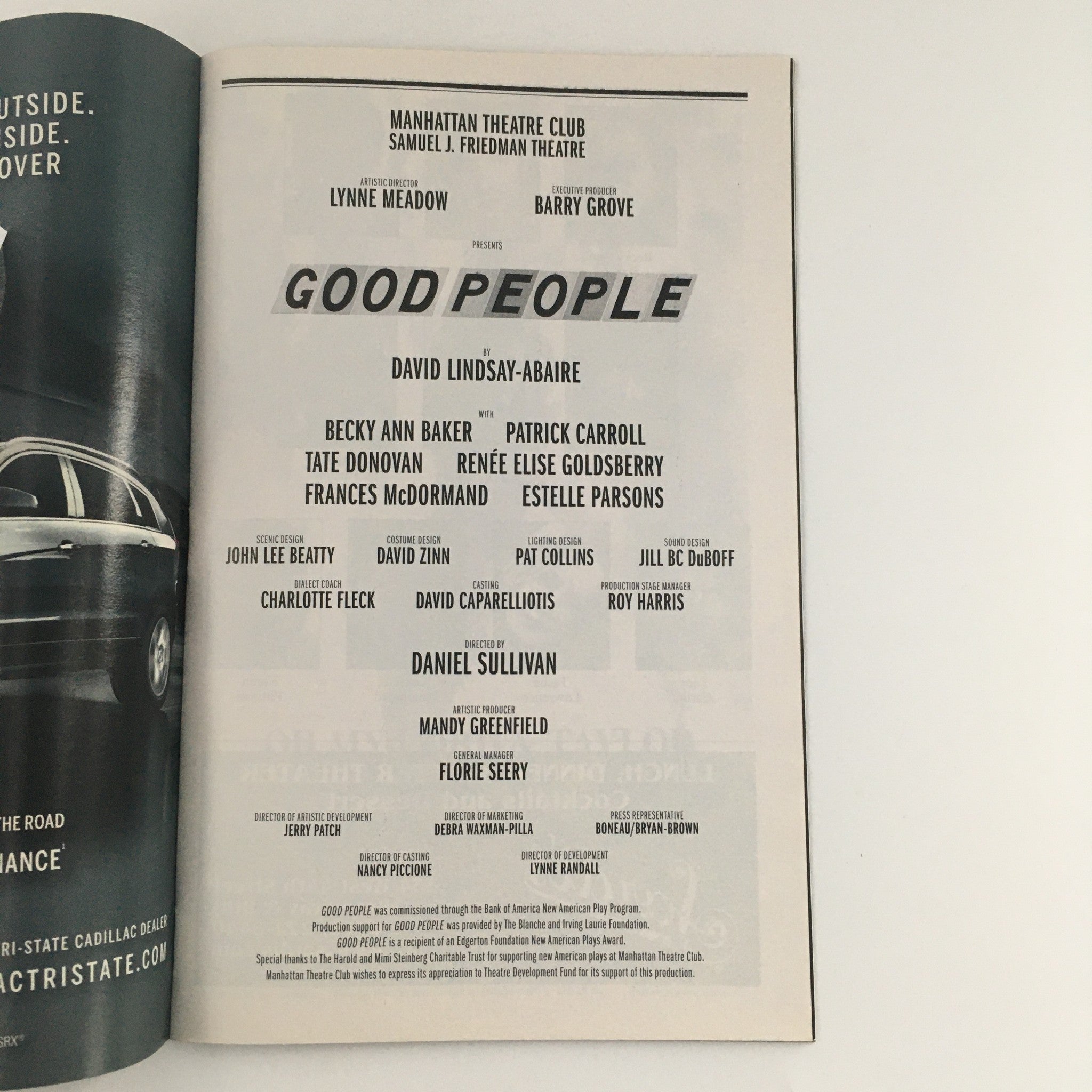 2011 Playbill Samuel J. Friedman Theatre 'Good People' Becky Ann Baker