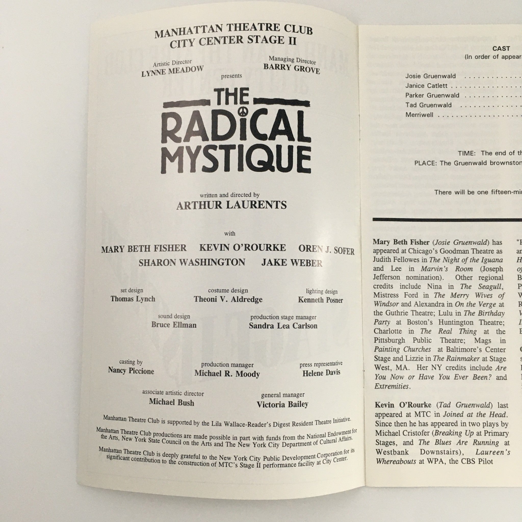 1995 Stage II Manhattan Theatre Club 'The Radical Mystique' Mary Beth Fisher