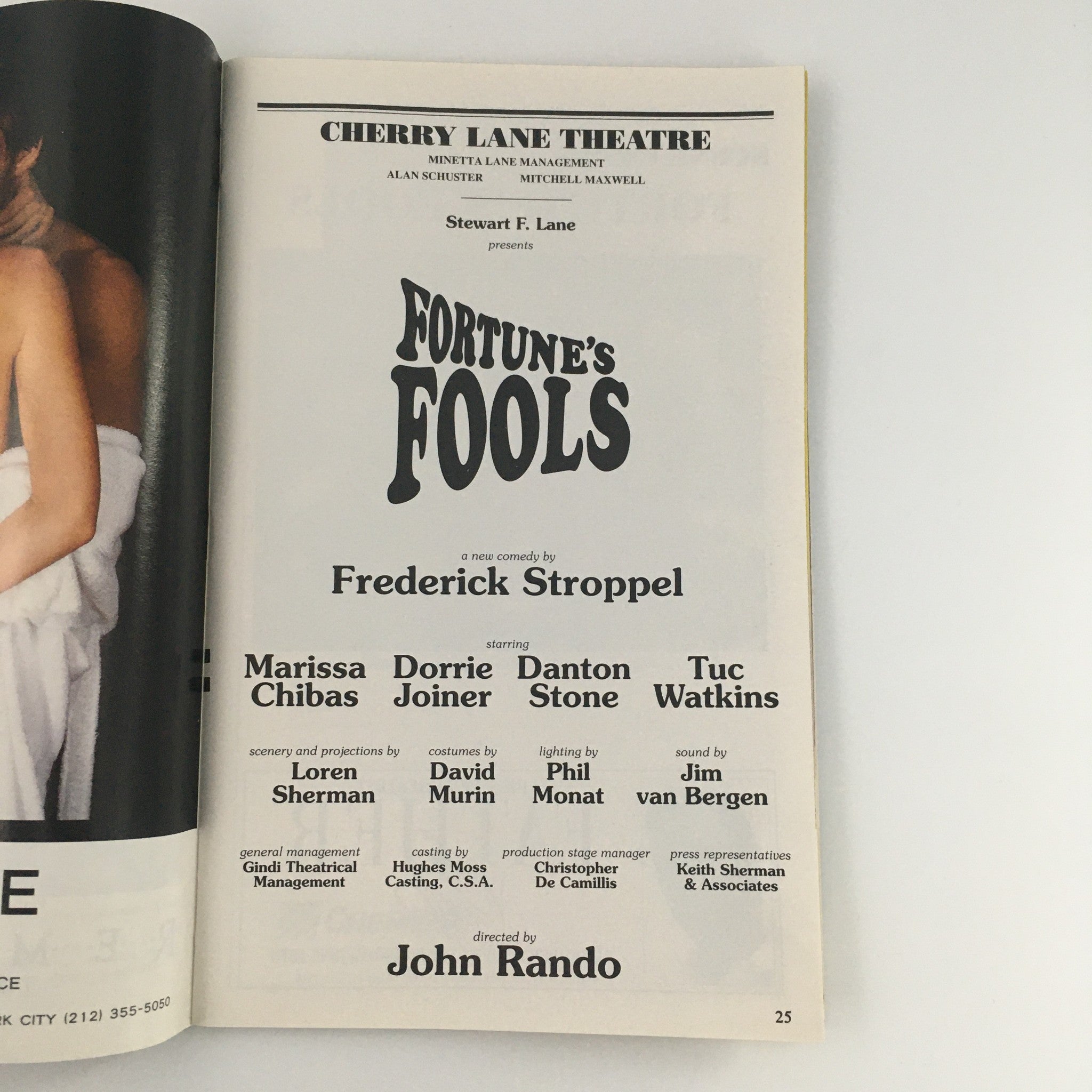 1995 Playbill Cherry Lane Theatre 'Fortune's Fools' Marissa Chibas Dorrie Joiner