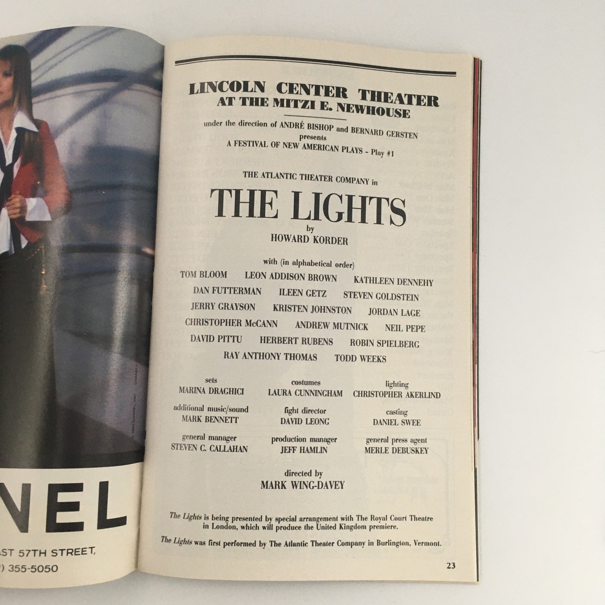 1993 Playbill Lincoln Center Theater 'The Lights' Tom Bloom, Leon Addison Brown