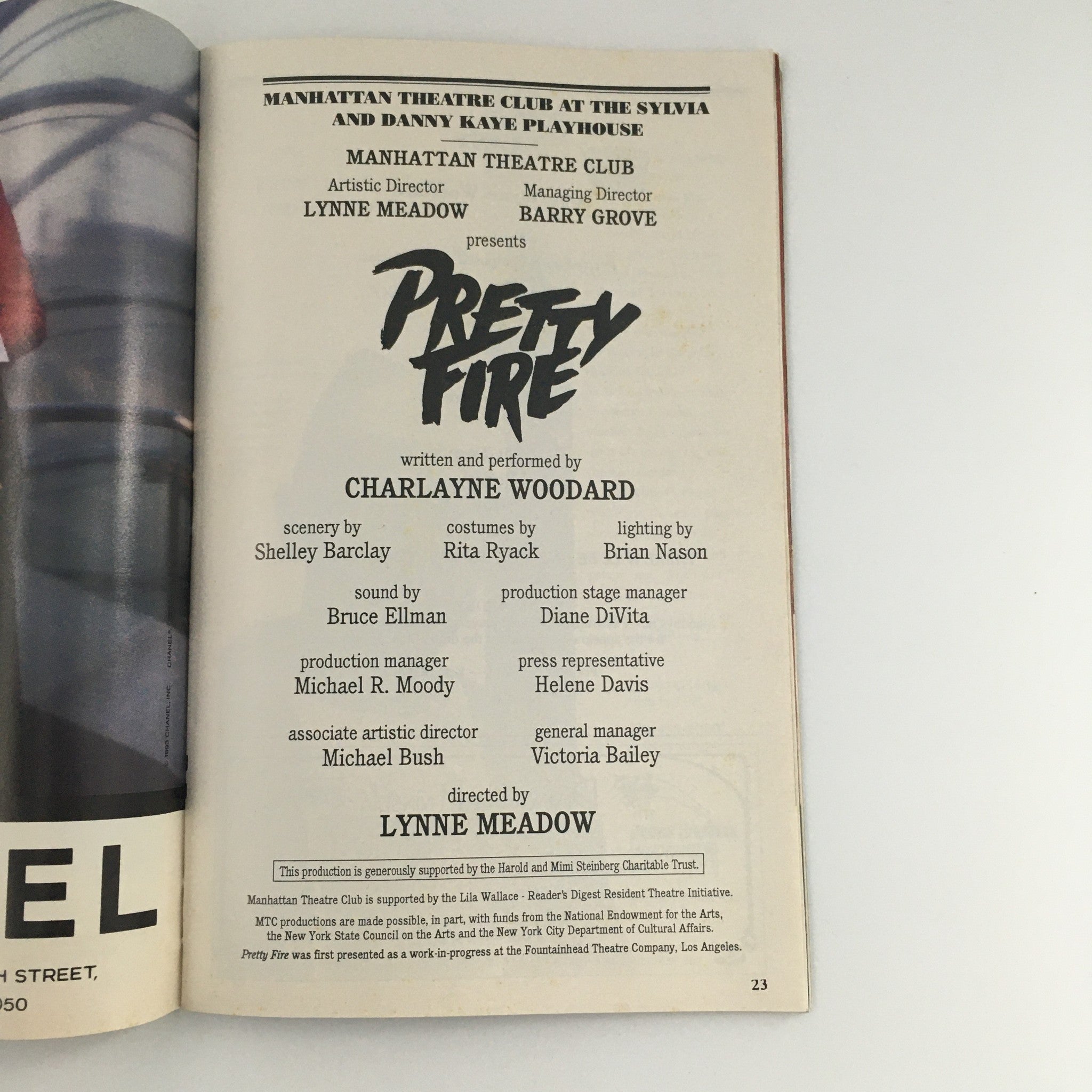 1993 Playbill Manhattan Theatre Club 'Pretty Fire' Charlayne Woodard