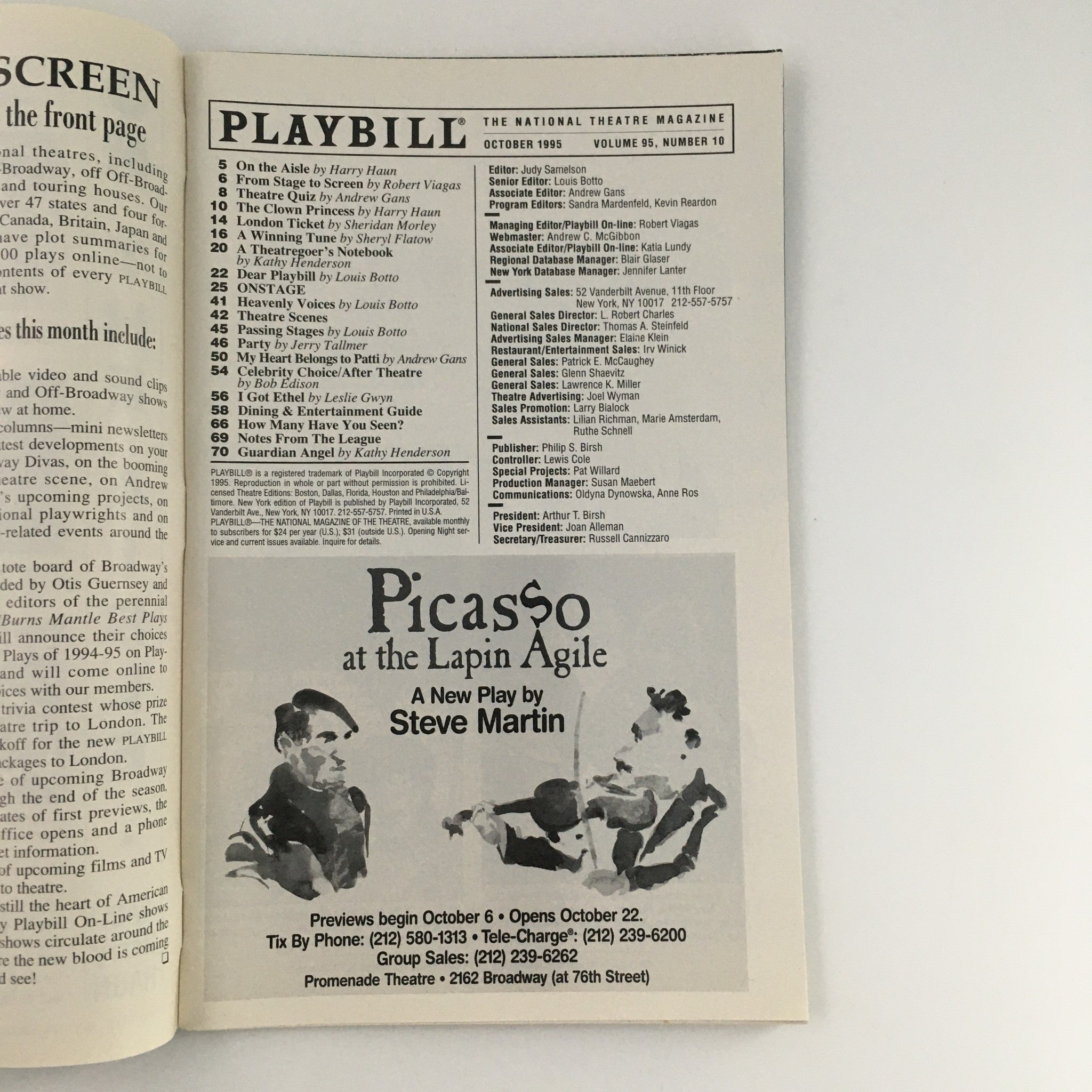 1995 Playbill Union Square Theatre 'Moscow Stations' Tom Courtenay, Brian Brolly