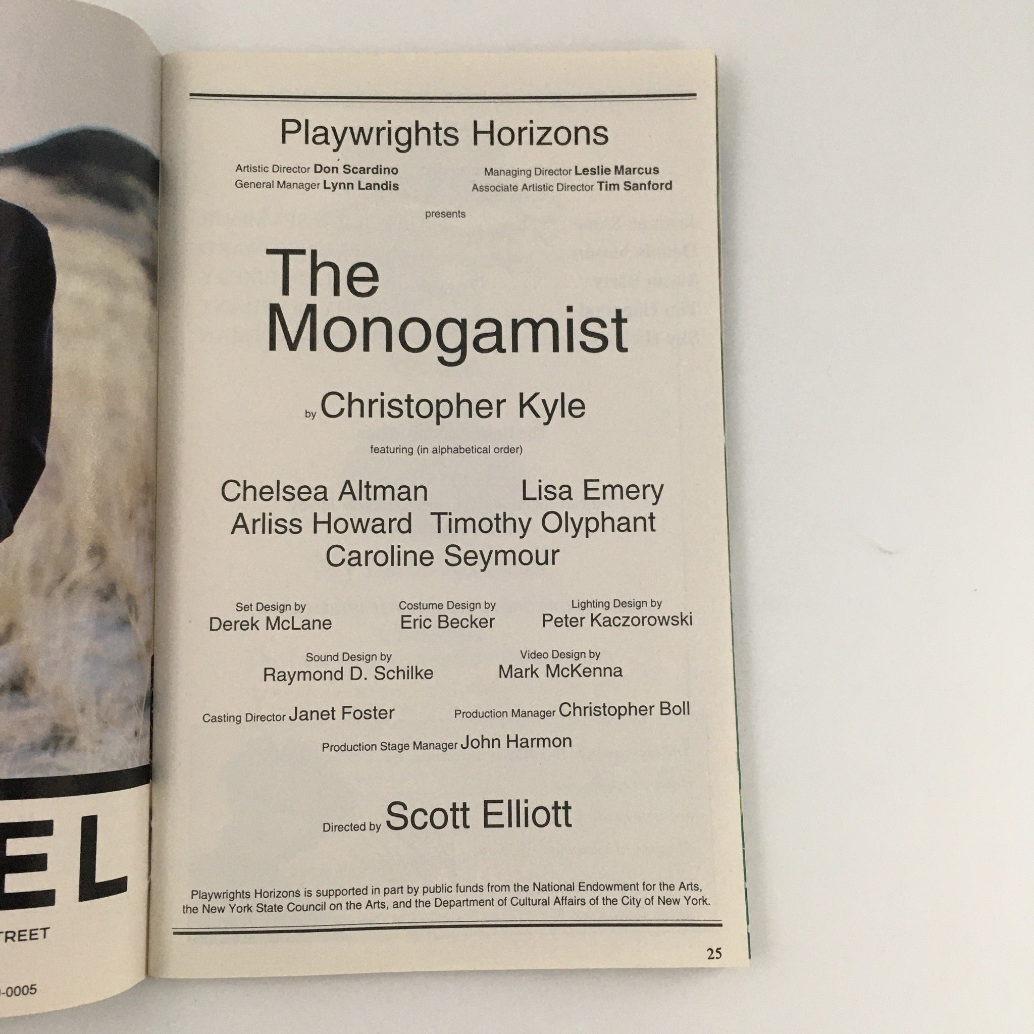 1995 Playbill Playwrights Horizons 'The Monogamist' Chelsea Altman, Lisa Emery