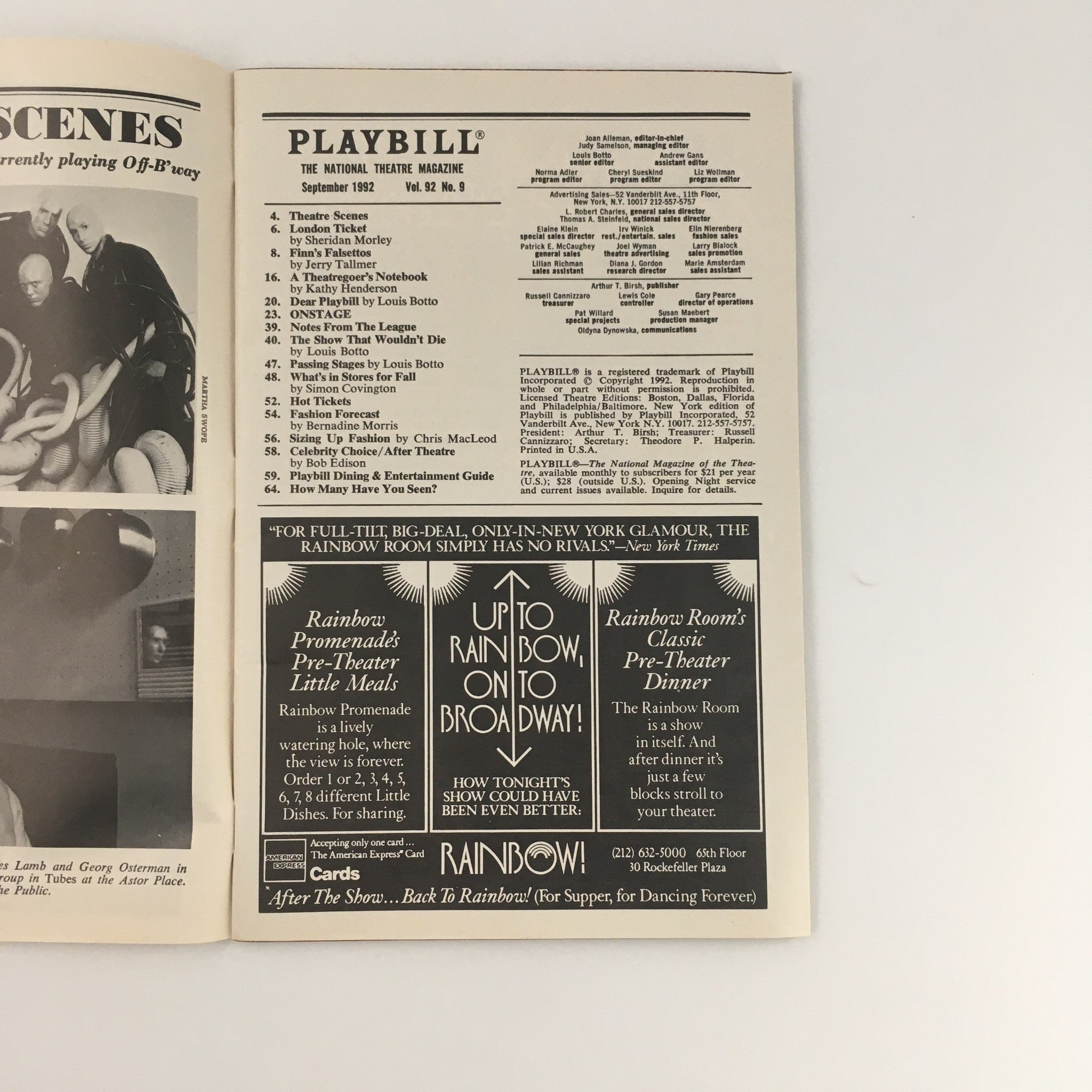 1992 Playbill John Houseman Theater 'Remembrance' Milo O'Shea, Mia Dillon