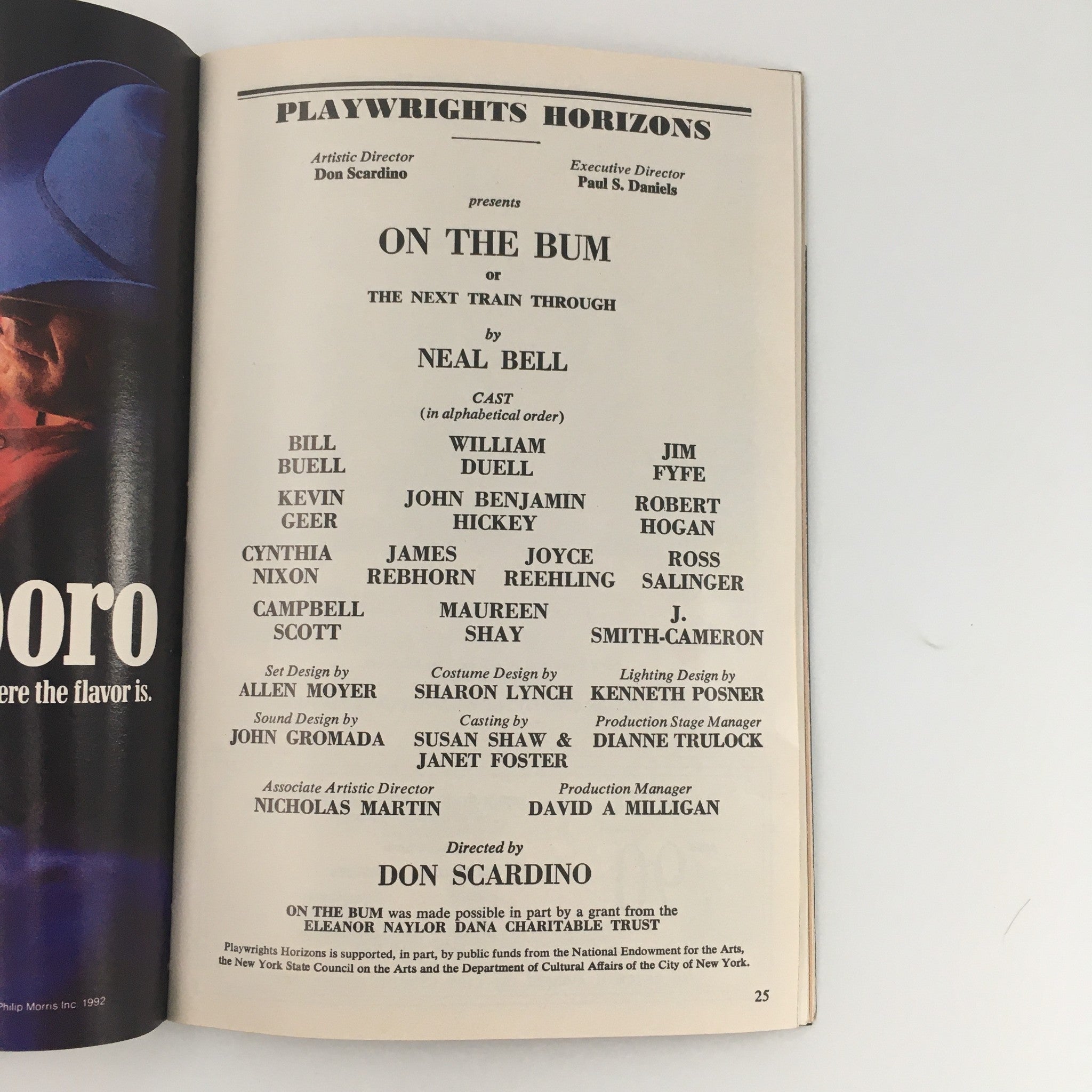 1992 Playbill Playwrights Horizons 'on The Bum' Bill Buell and William Duell