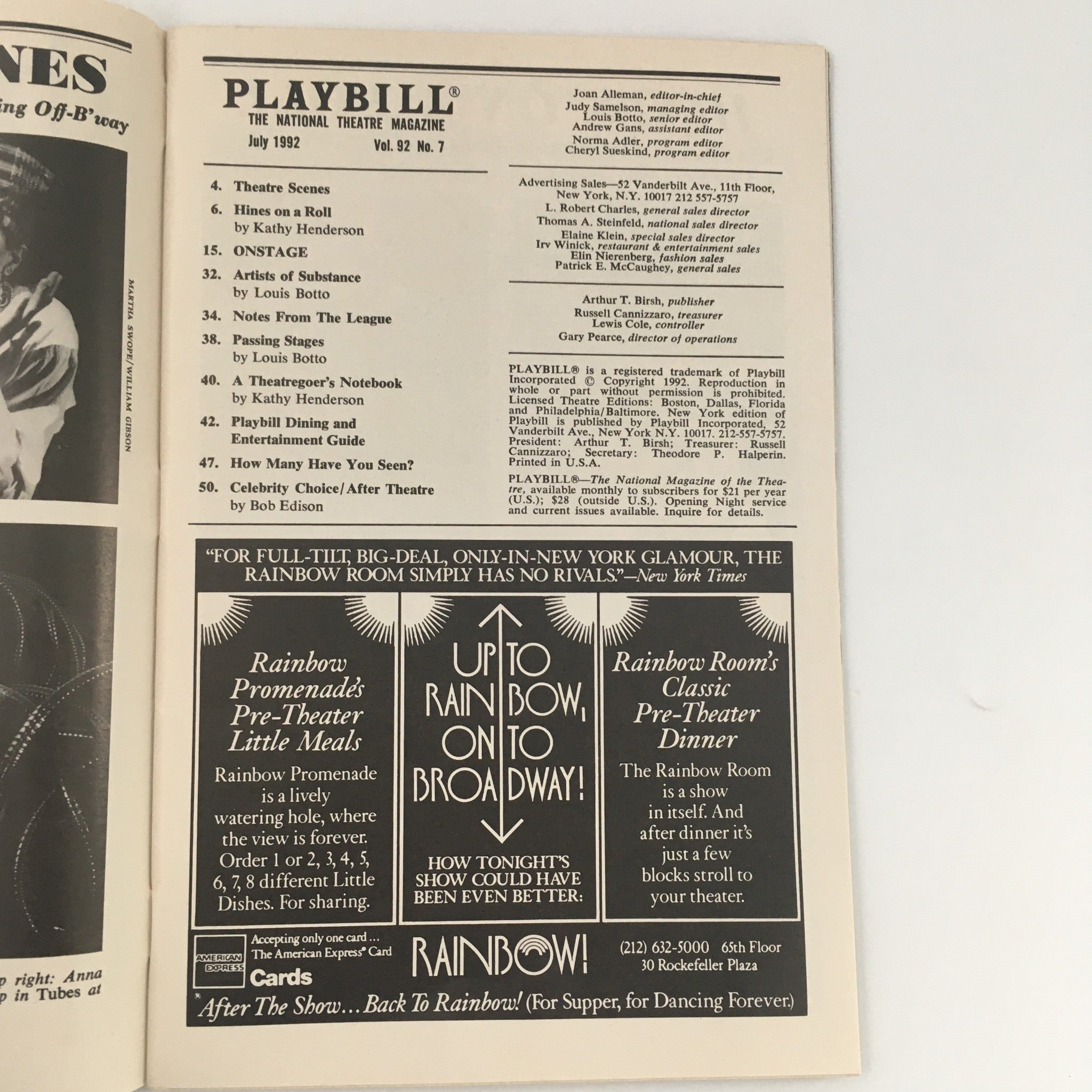 1992 Playbill Playwrights Horizons 'Flaubert's Latest' Mitchell Anderson