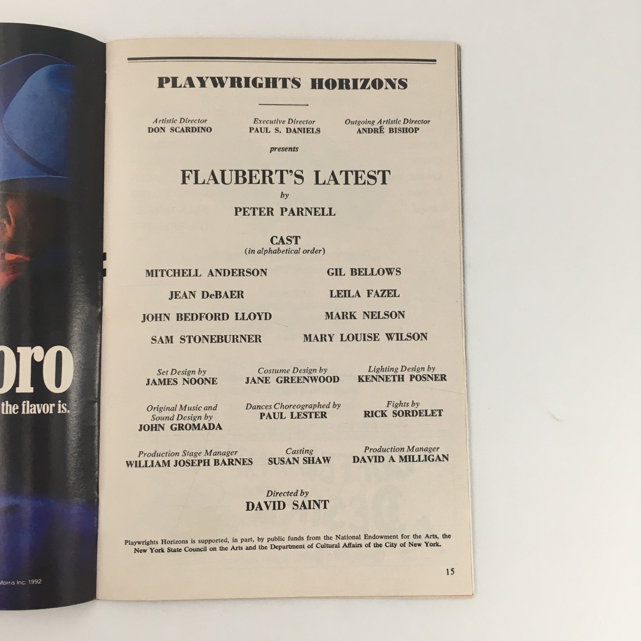 1992 Playbill Playwrights Horizons 'Flaubert's Latest' Mitchell Anderson