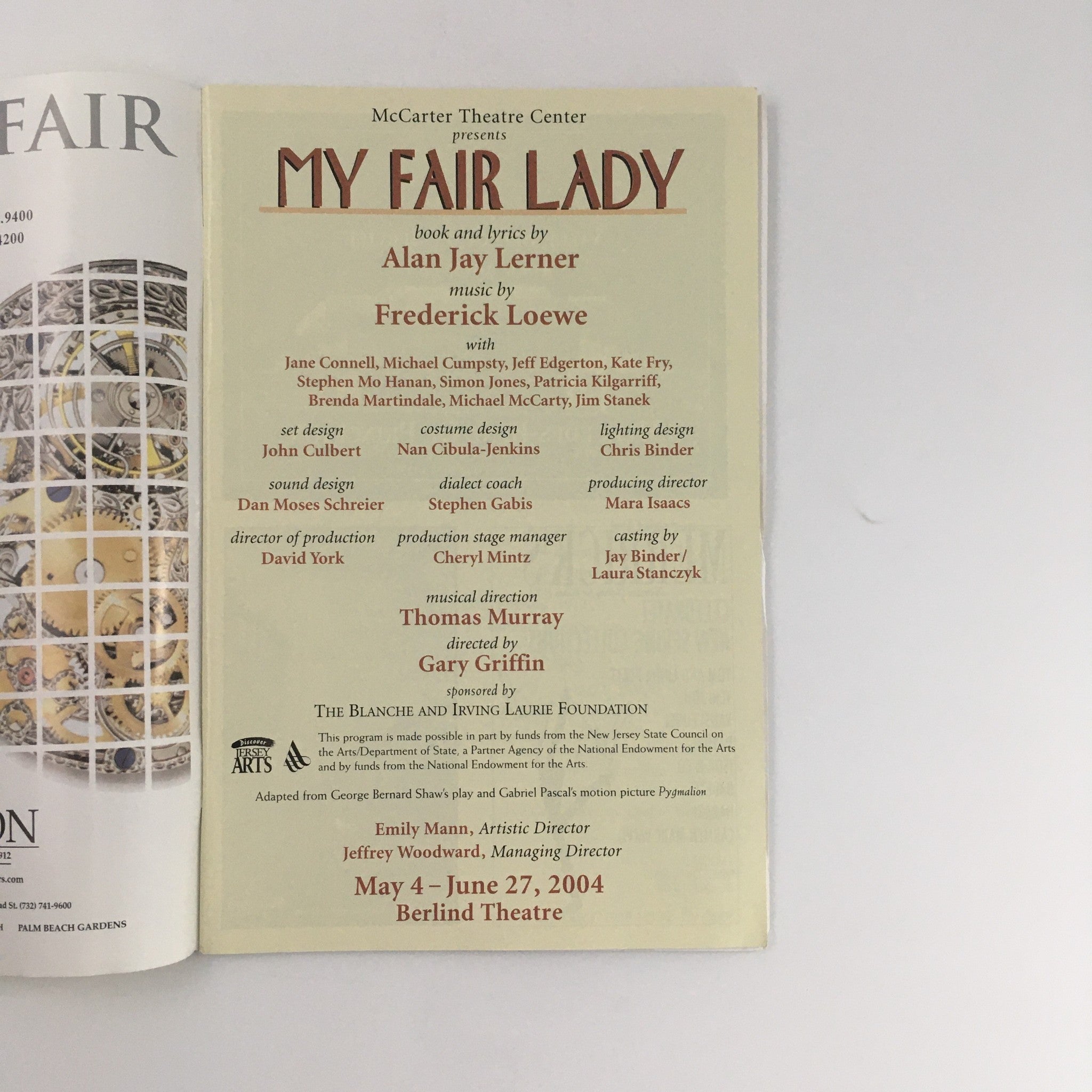 2004 McCarter Theatre Center 'My Fair Lady' Jane Connell, Michael Cumpsty