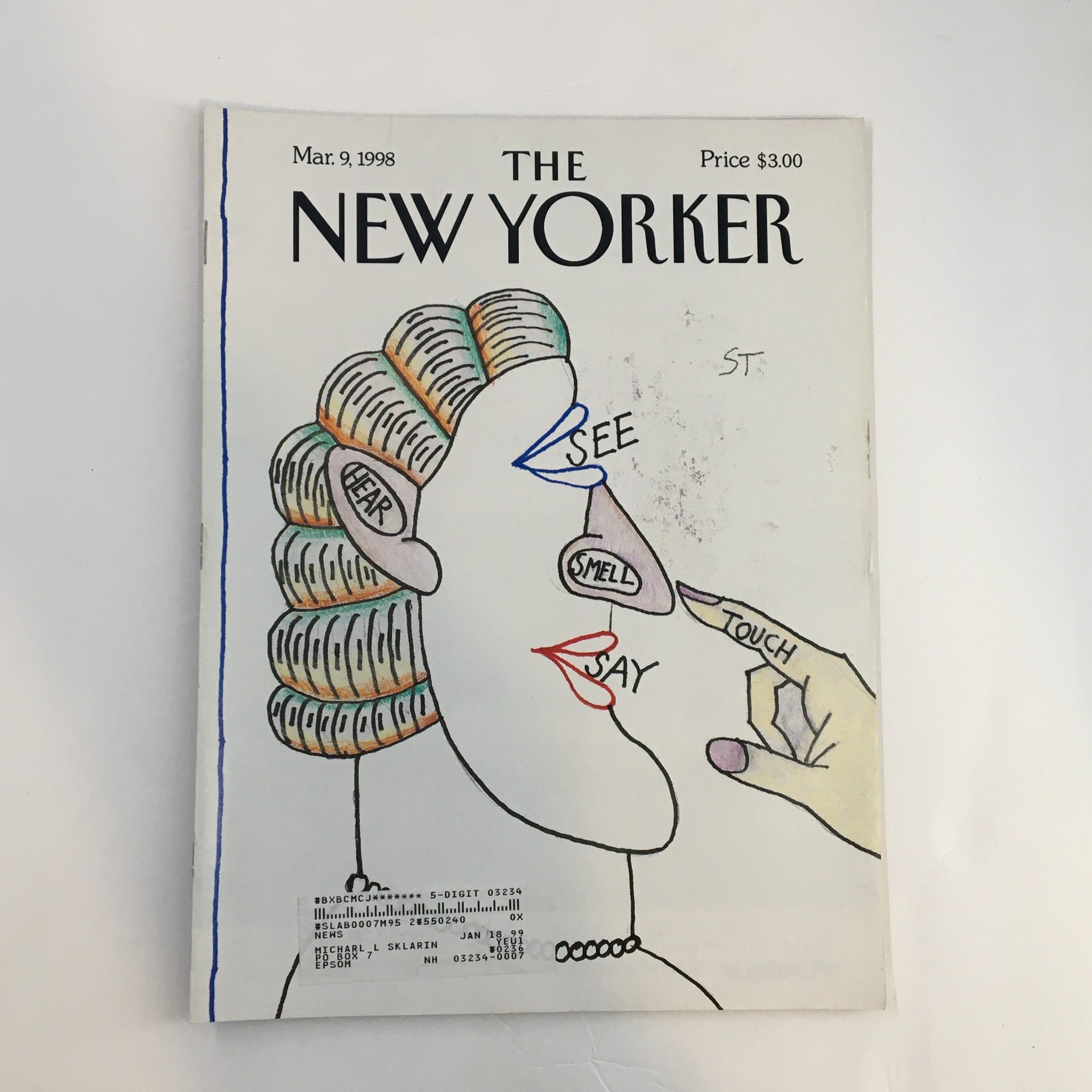 The New Yorker Full Magazine March 9 1998 The Five Senses by Saul Steinberg