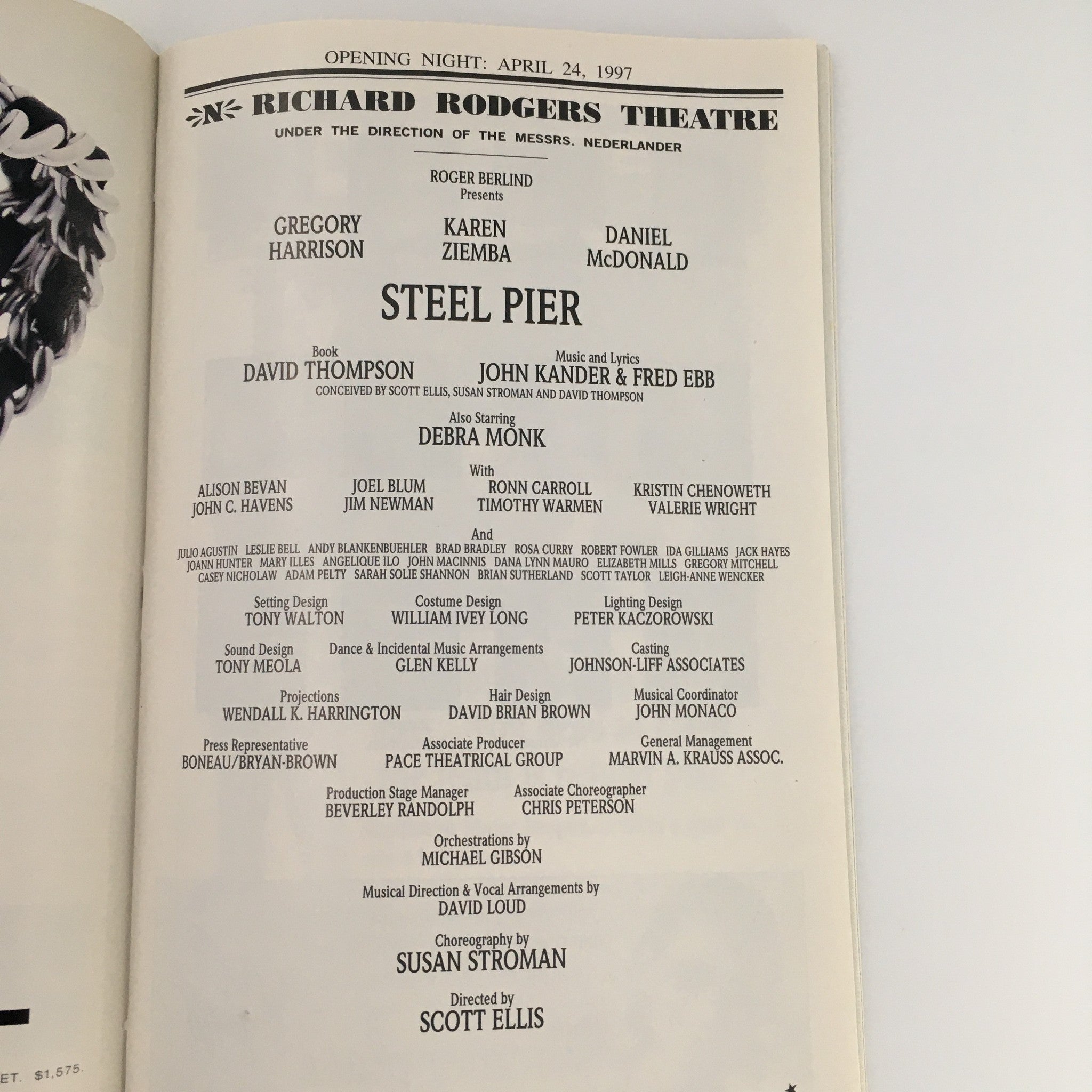 1997 Playbill Richard Rodgers Theatre 'Steel Pier' Play by Roger Berlind