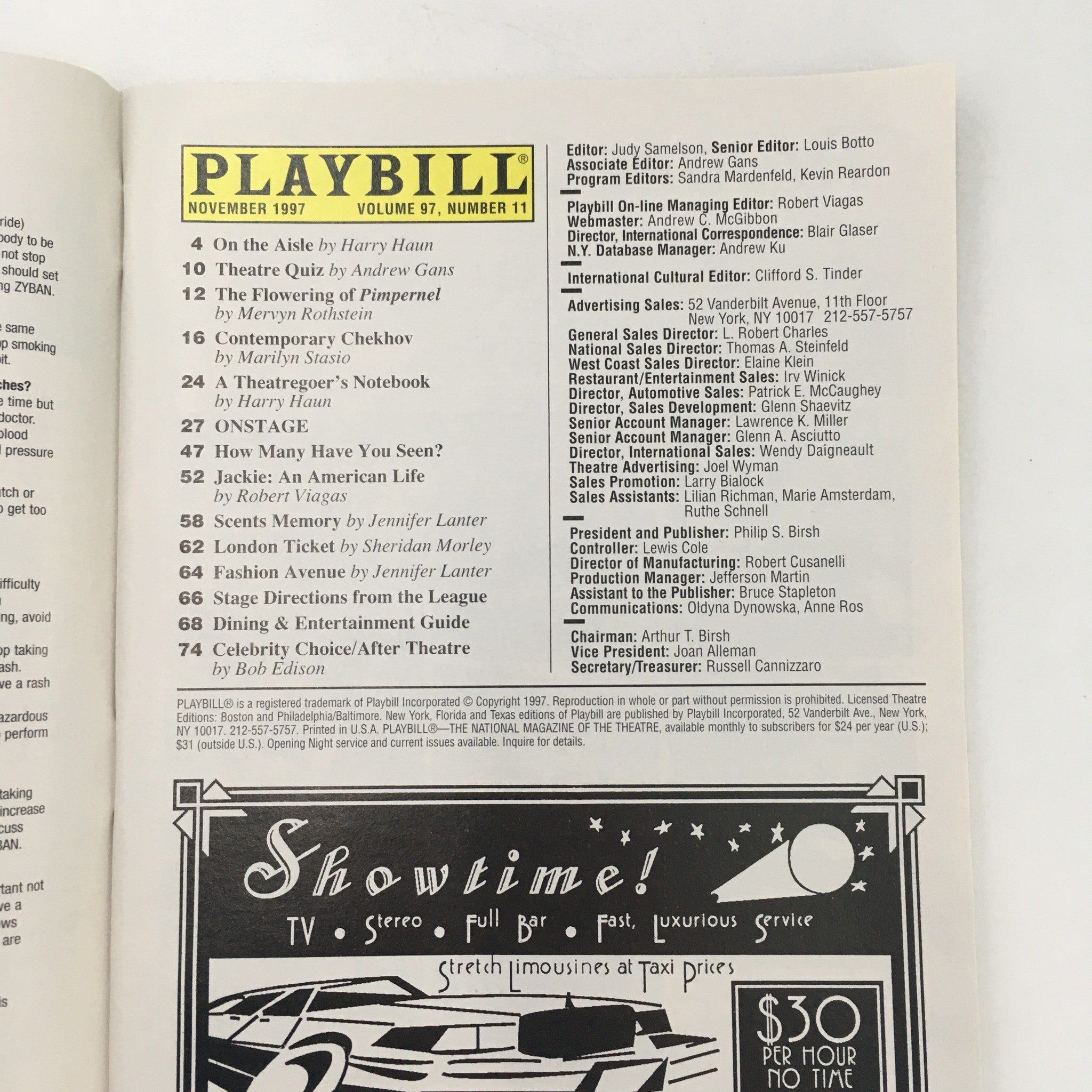 1997 Playbill Manhattan Theatre Club 'Three Days of Rain' by Richard Greenberg