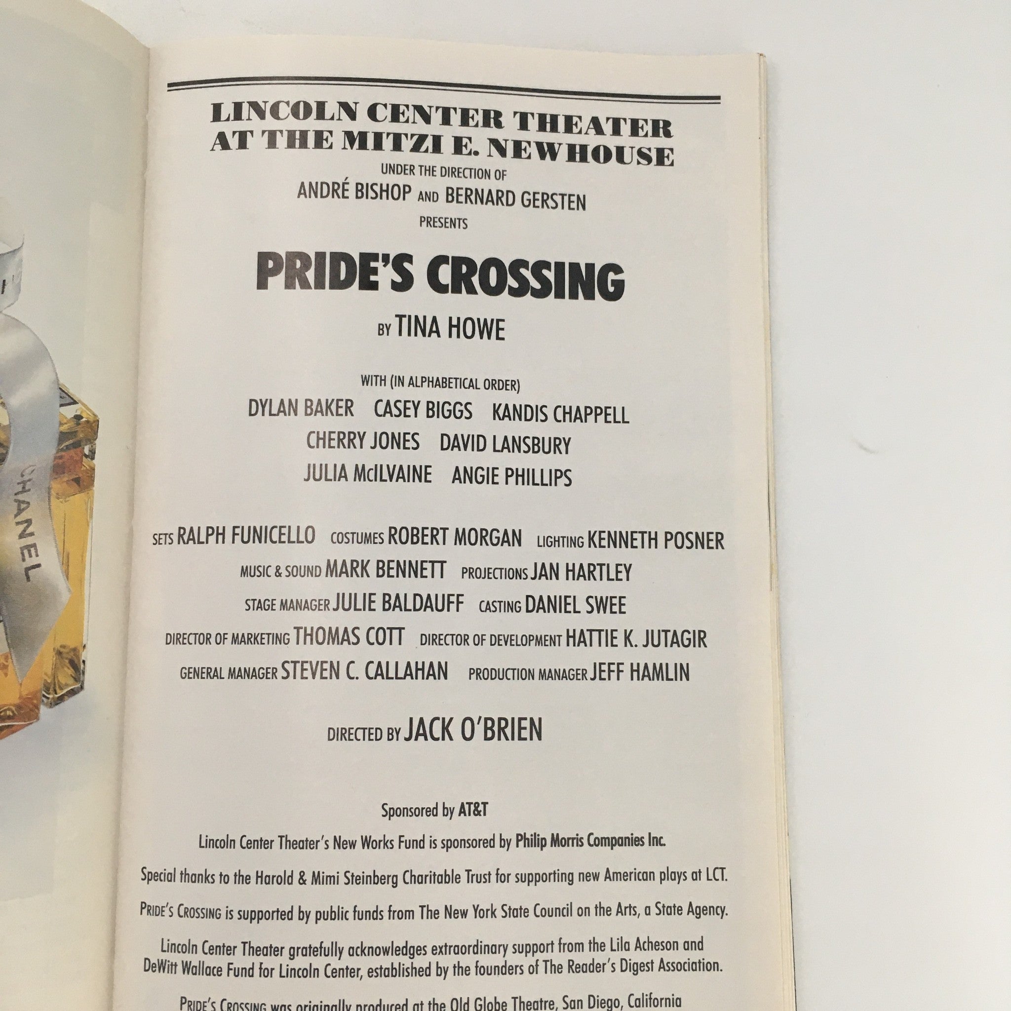 1997 Playbill Lincoln Theater Mitzi E. Newhouse 'Pride's Crossing' by Tina Howe