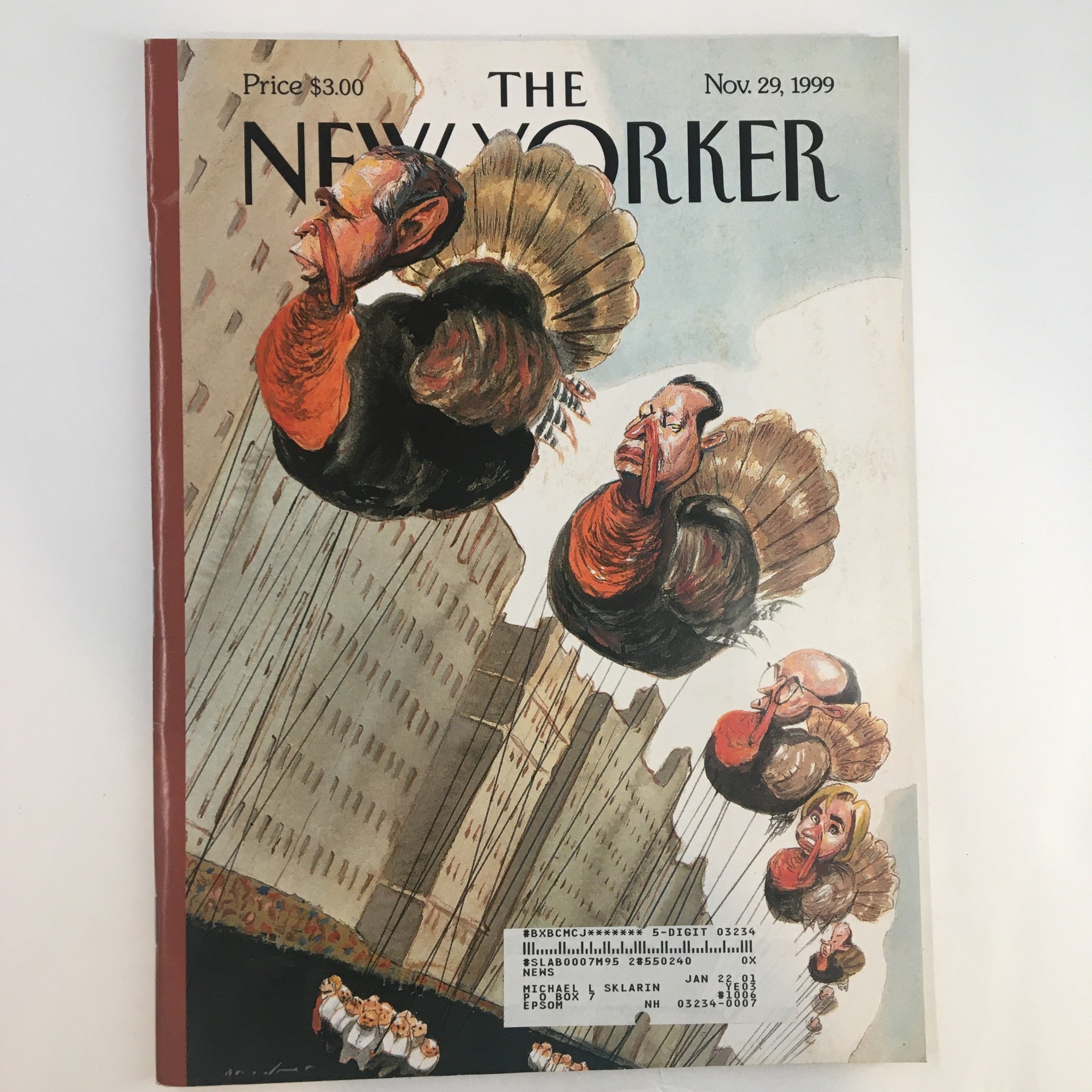 The New Yorker Full Magazine November 29 1999 Turkey Day Cover by Steve Brodner