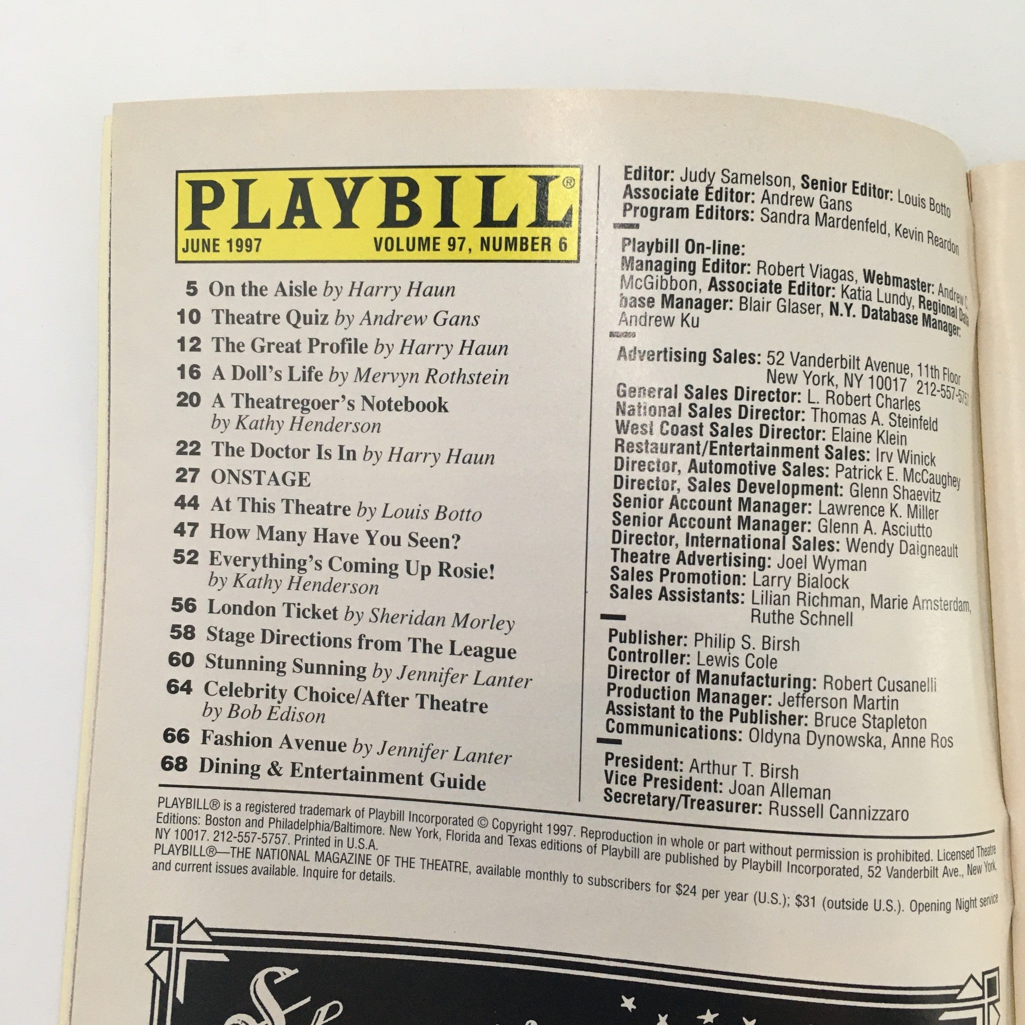 1997 Playbill Manhattan Theatre Club 'Collected Stories' by Donald Margulies