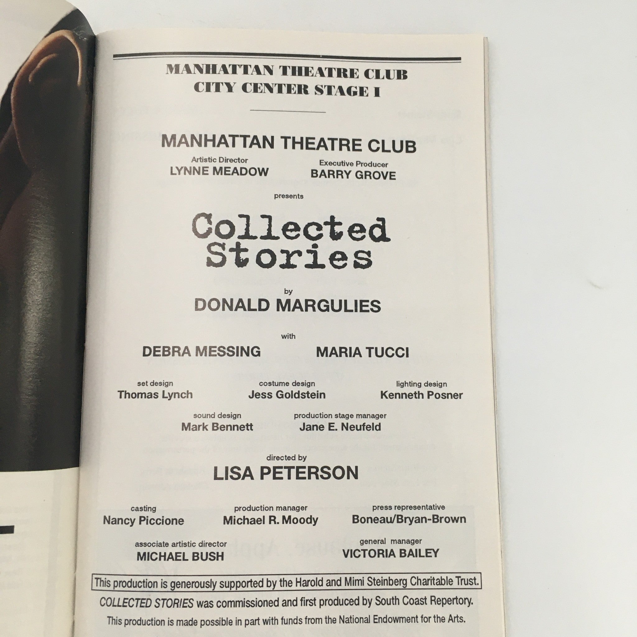 1997 Playbill Manhattan Theatre Club 'Collected Stories' by Donald Margulies