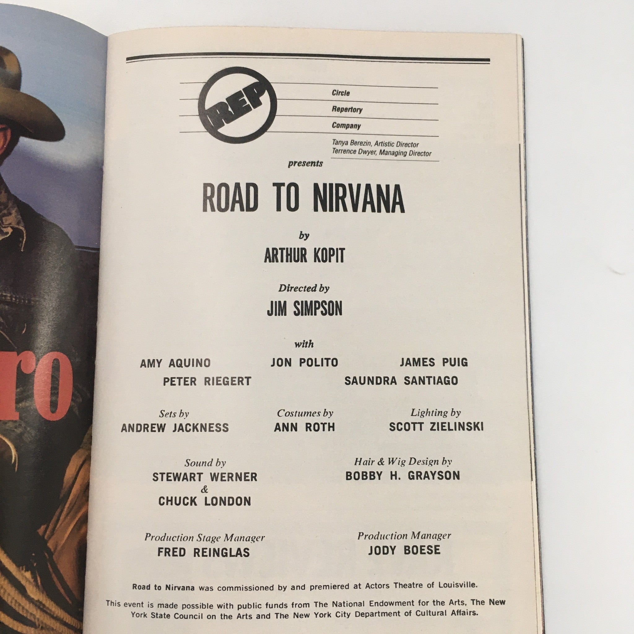 1991 Playbill Circle Repertory Company 'Road to Nivana' by Arthur Kopit