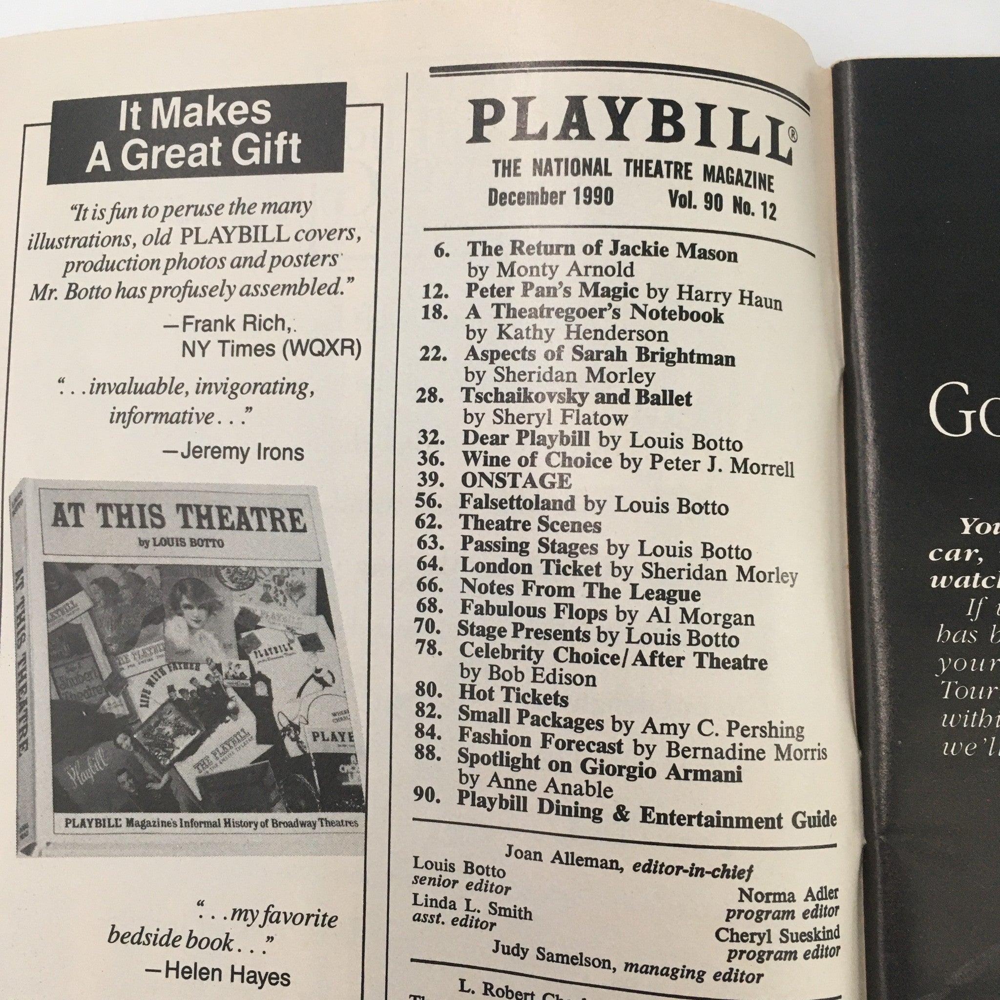 1990 Playbill The Mitzi E. Newhouse 'Monster In A Box' by Spalding Gray