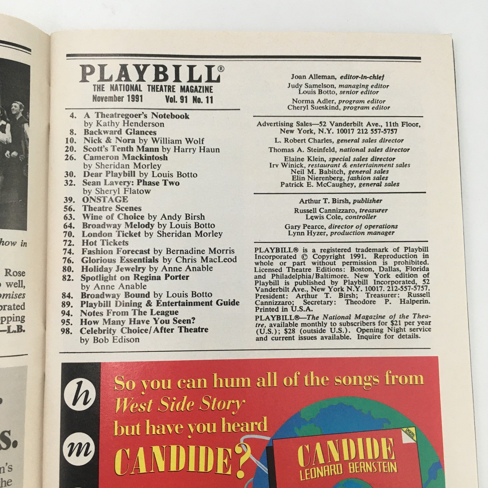 1991 Playbill Circle Repertory Company ‘The Rose Quartet’ Thomas Cumella