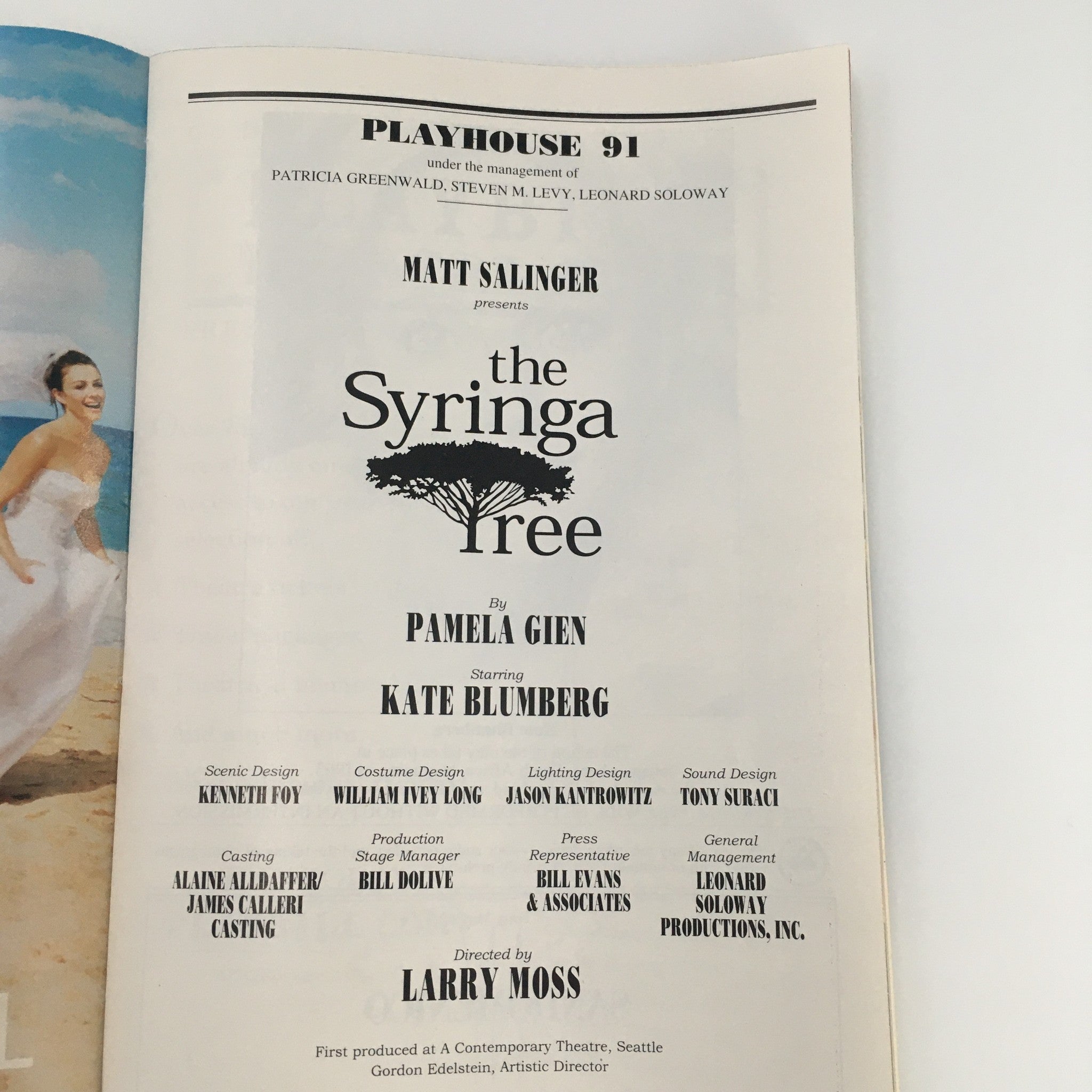 2001 Playbill Playhouse 91 Matt Sallinger's ‘The Syringa Tree’ by Pamela Gien