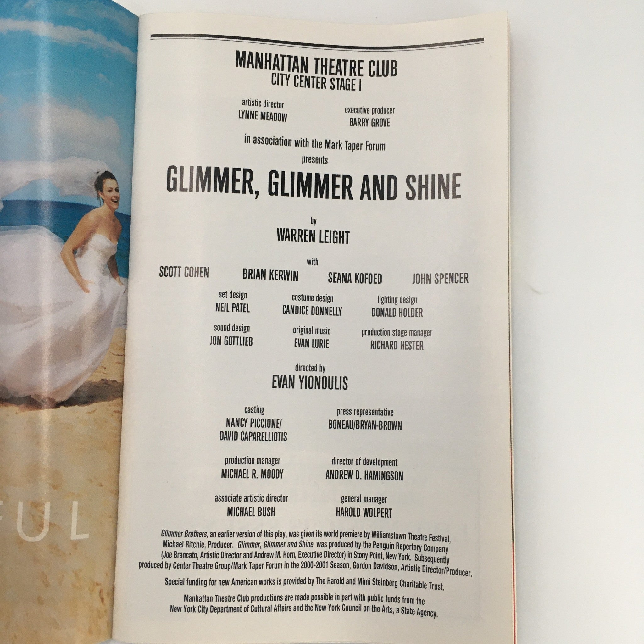 2001 Playbill Manhattan Theatre Club ‘Glimmer, Glimmer & Shine’ Warren Leight