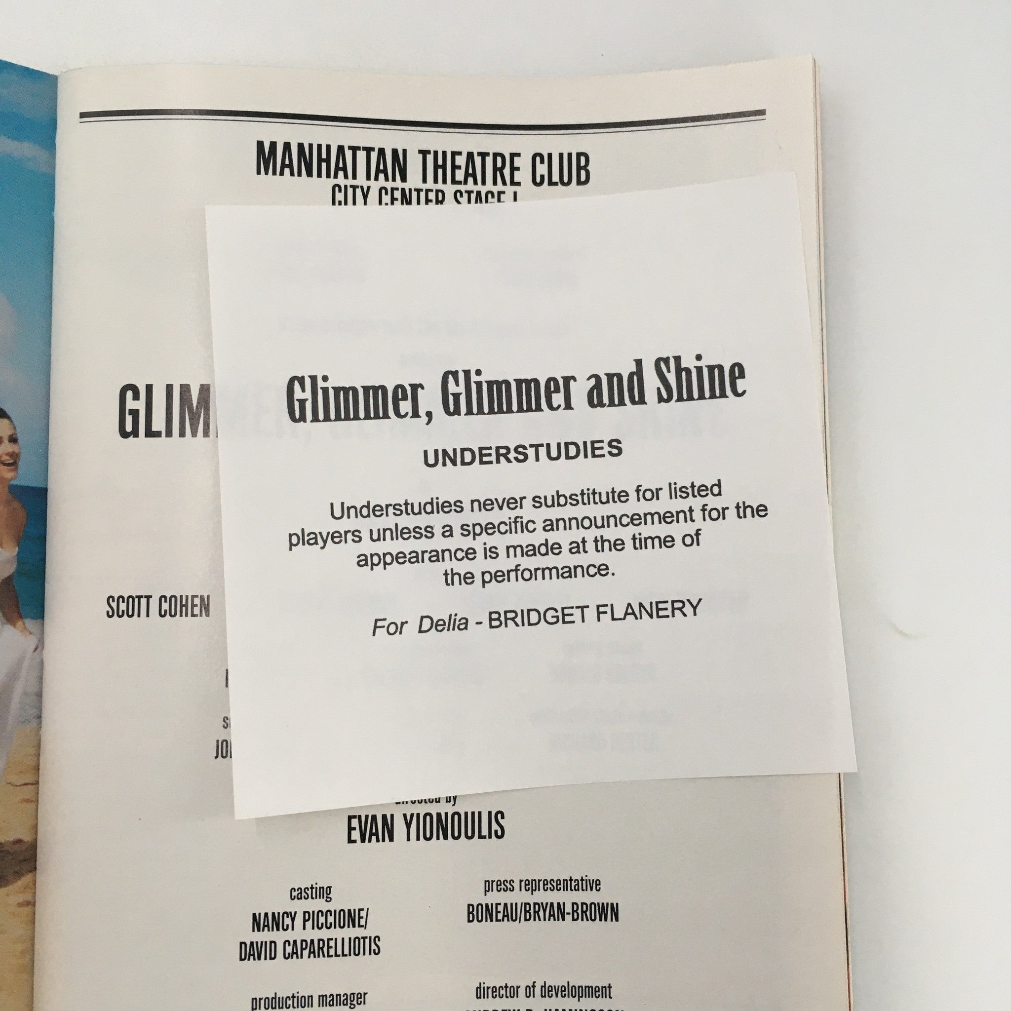 2001 Playbill Manhattan Theatre Club ‘Glimmer, Glimmer & Shine’ Warren Leight