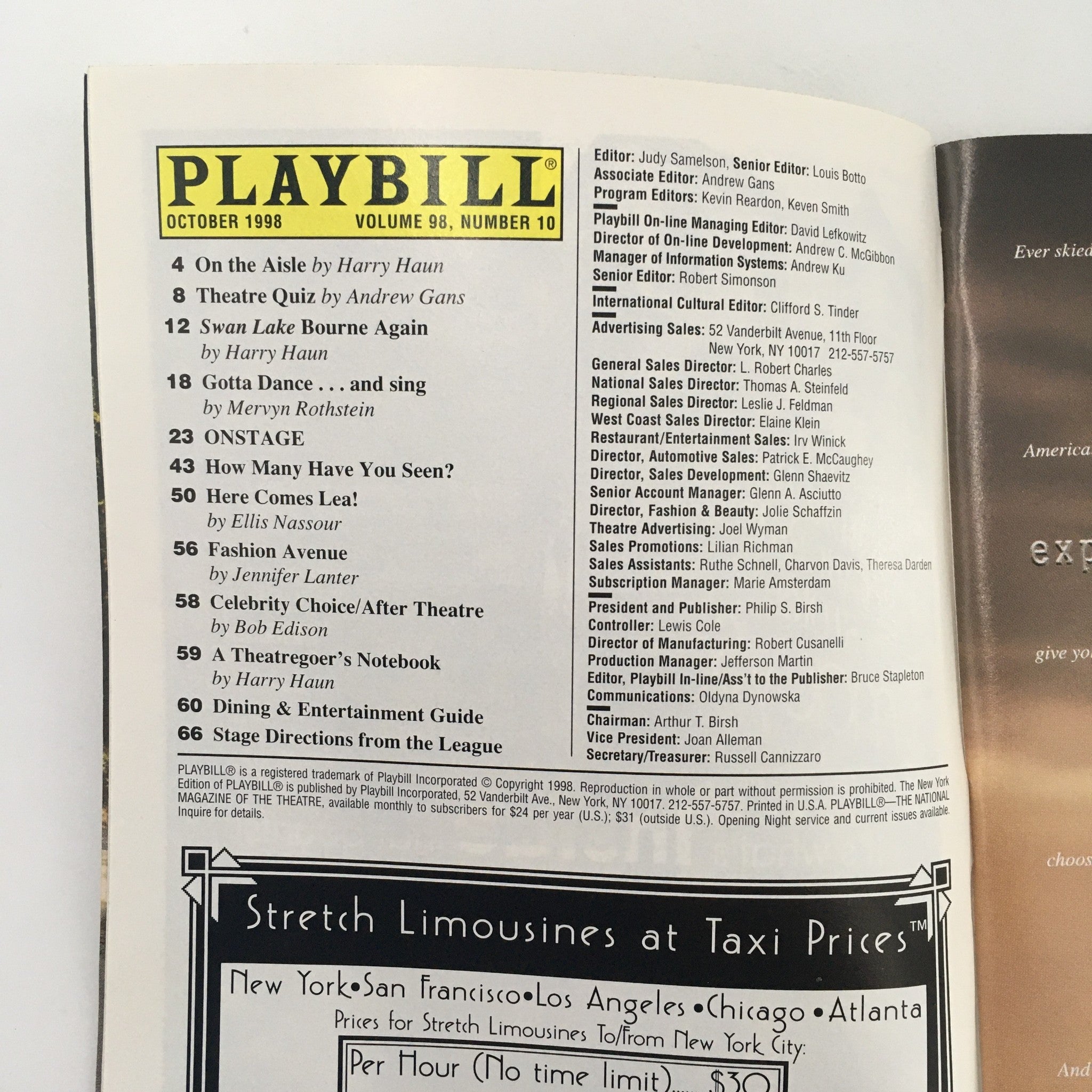 1998 Playbill Manhattan Theatre Club 'The Memory of Water' Suzanne Bertish