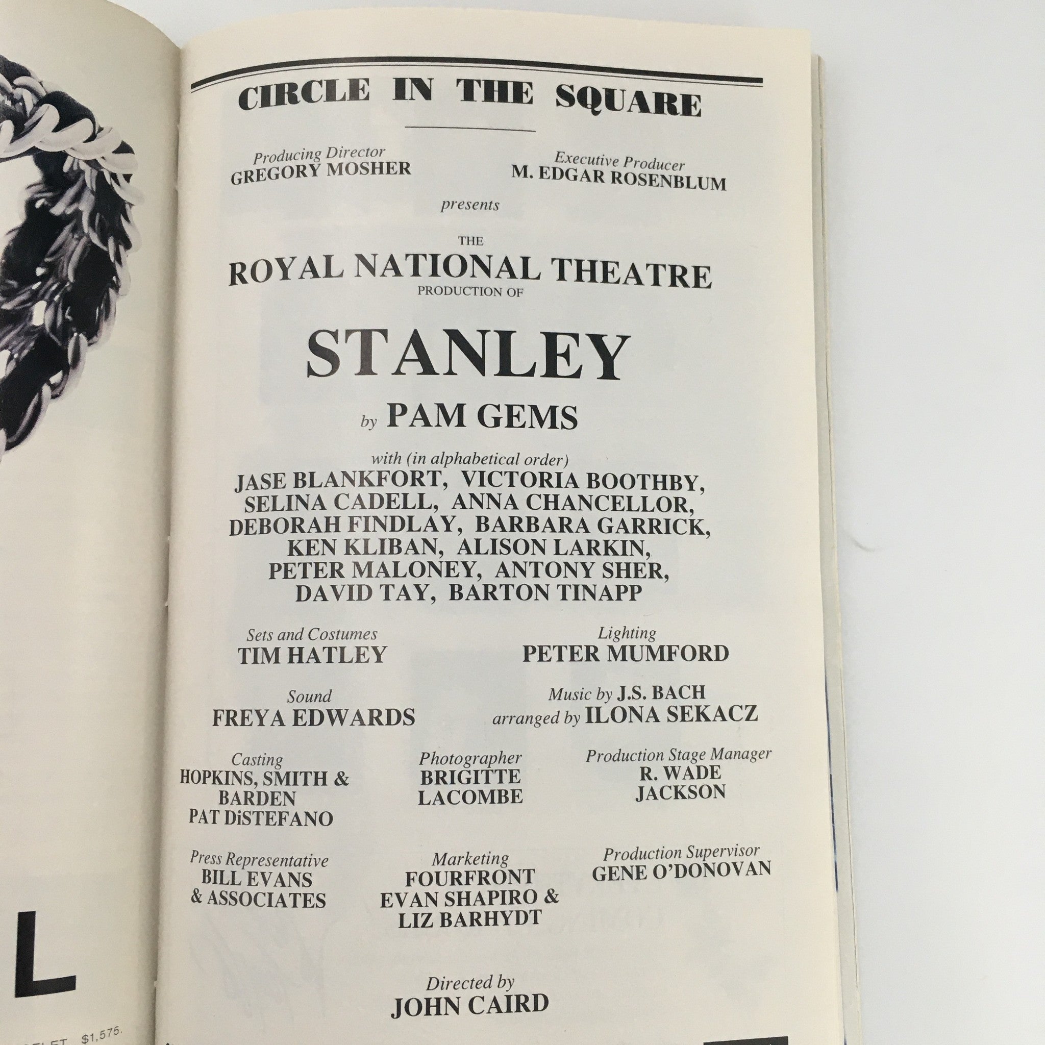 1997 Playbill Circle in the Square 'Stanley' Jase Blankfort and Victoria Boothby