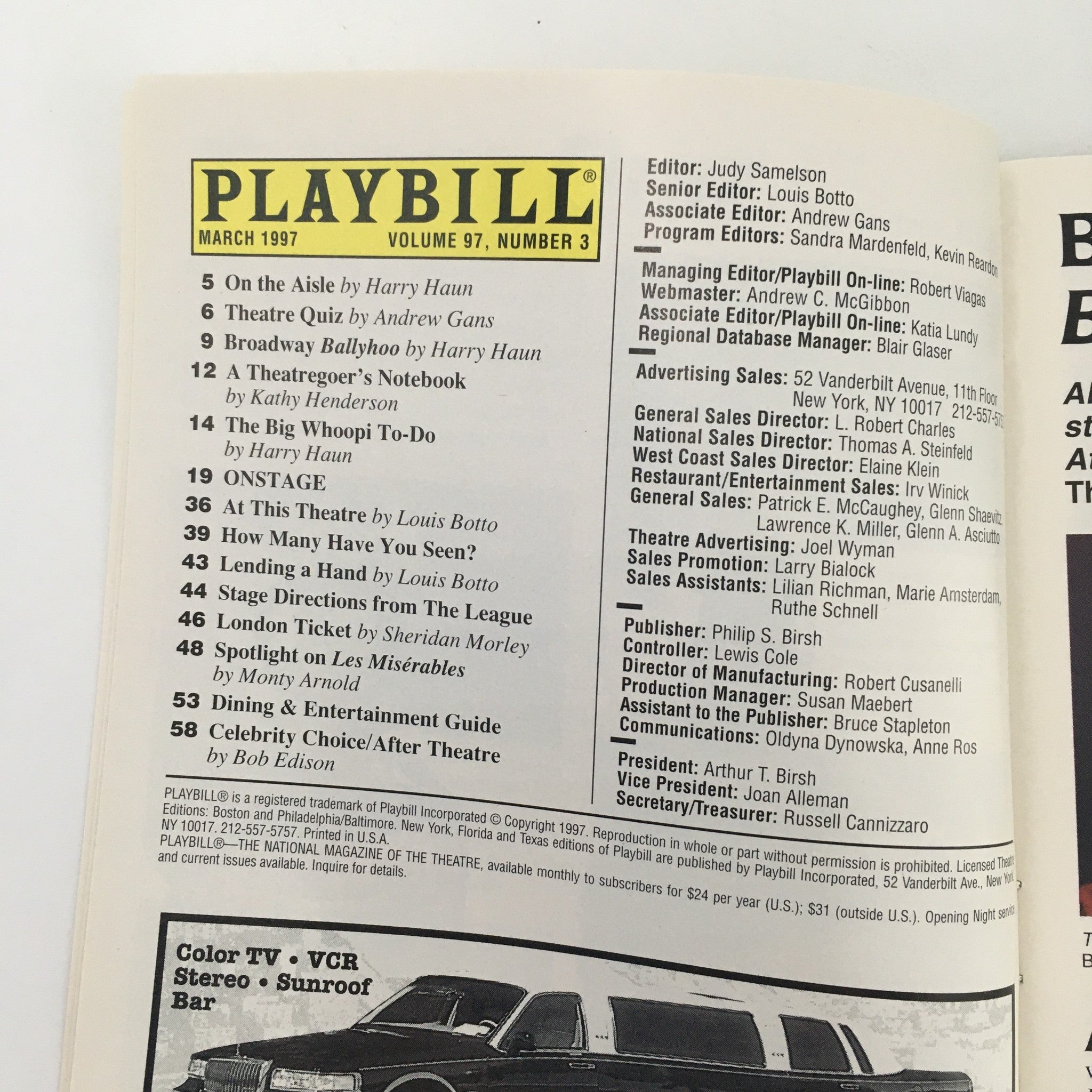 1997 Playbill The Helen Hayes Theatre 'The Last Night of Ballyhoo' Jane Harmon