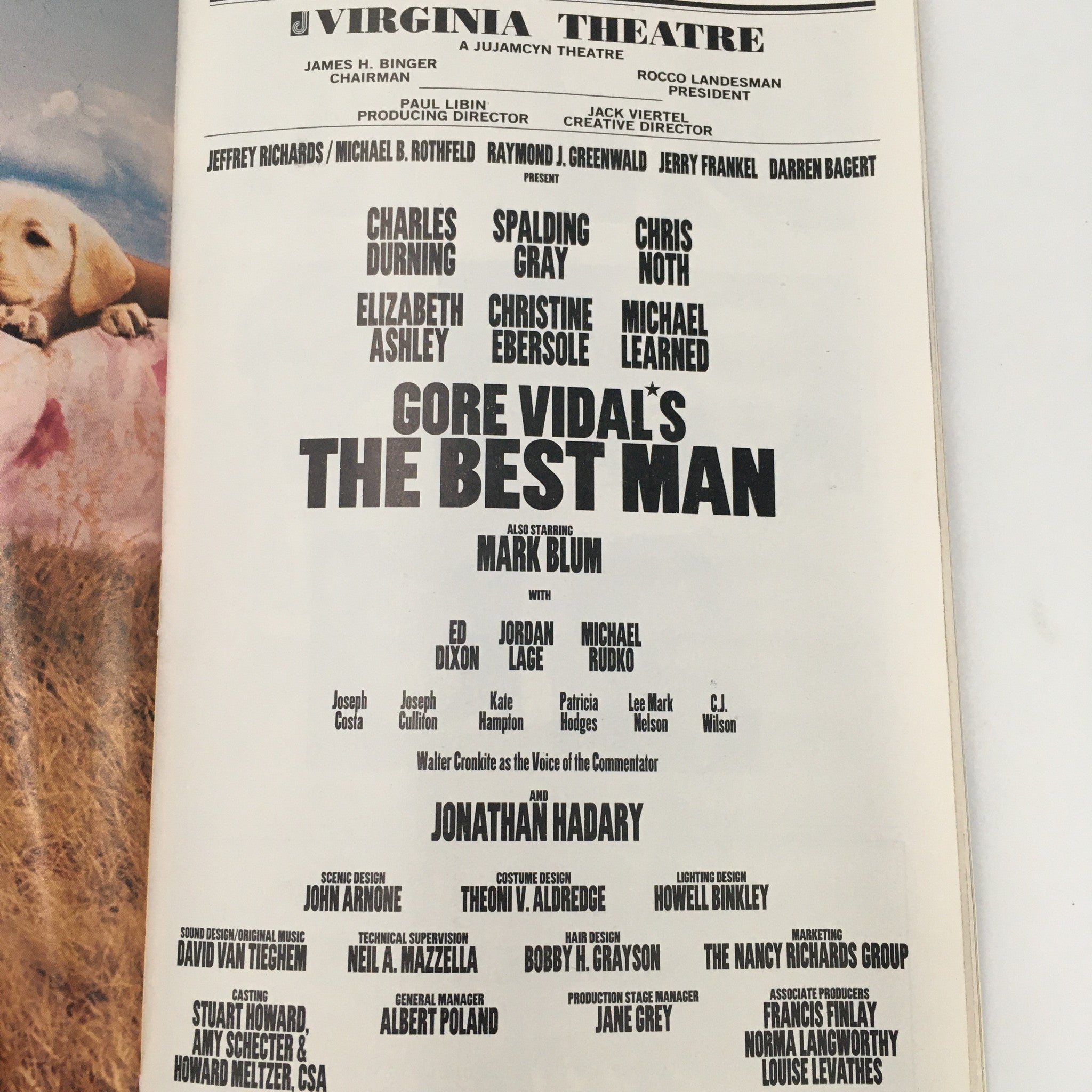 2000 Playbill Virginia Theatre 'Gore Vidal's The Best Man' Mark Blum, Ed Dixon