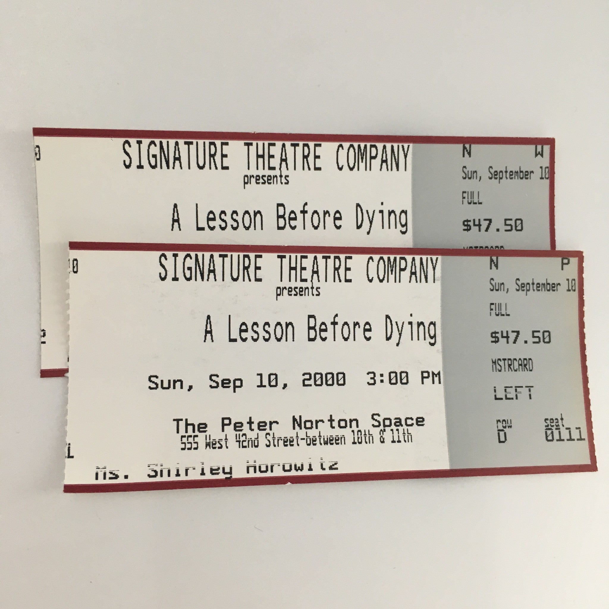 2000 Playbill Signature Theatre Company 'A Lesson Before Dying' Stephen Bradbury