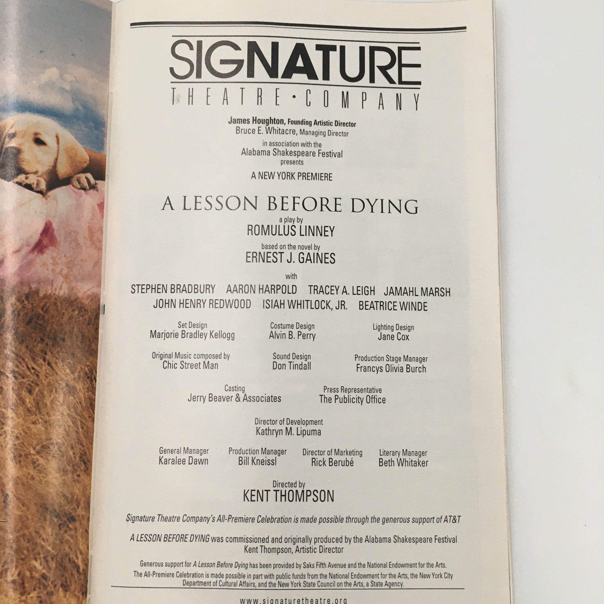 2000 Playbill Signature Theatre Company 'A Lesson Before Dying' Stephen Bradbury